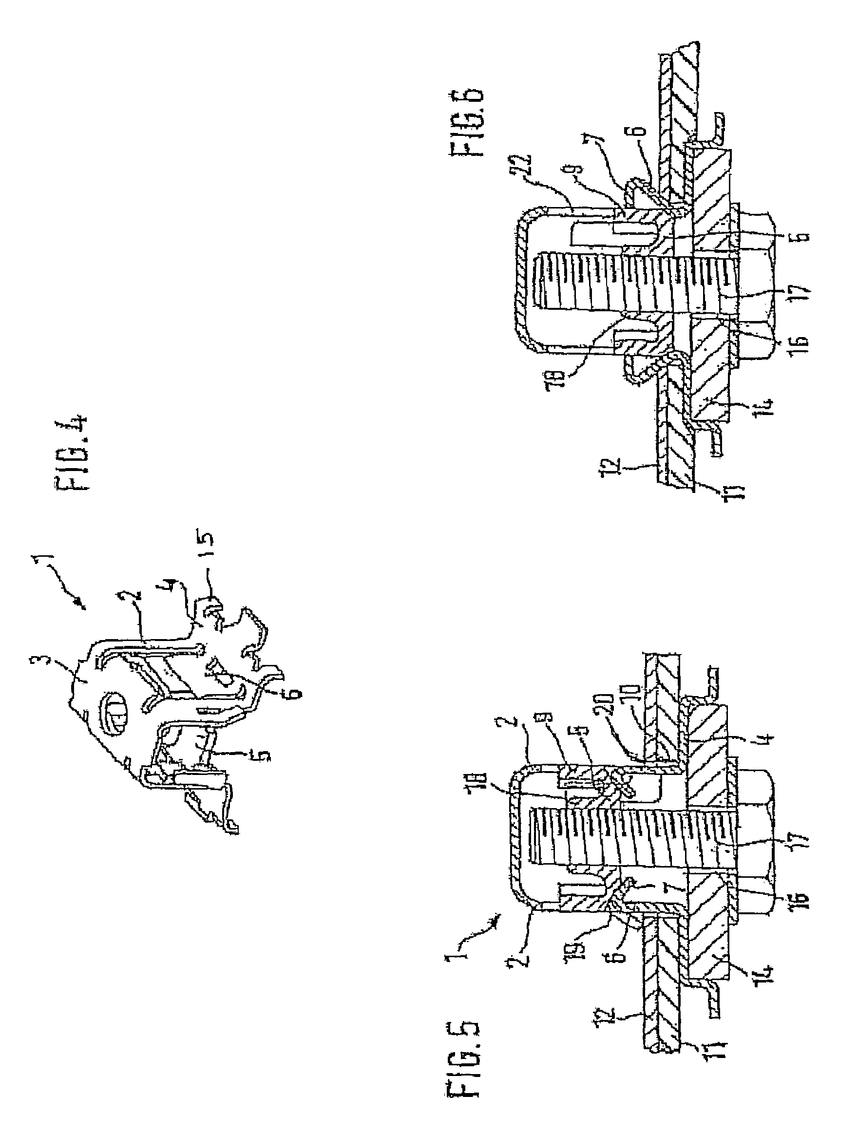 Fixing clamp for anchoring a component in the hole of a support plate