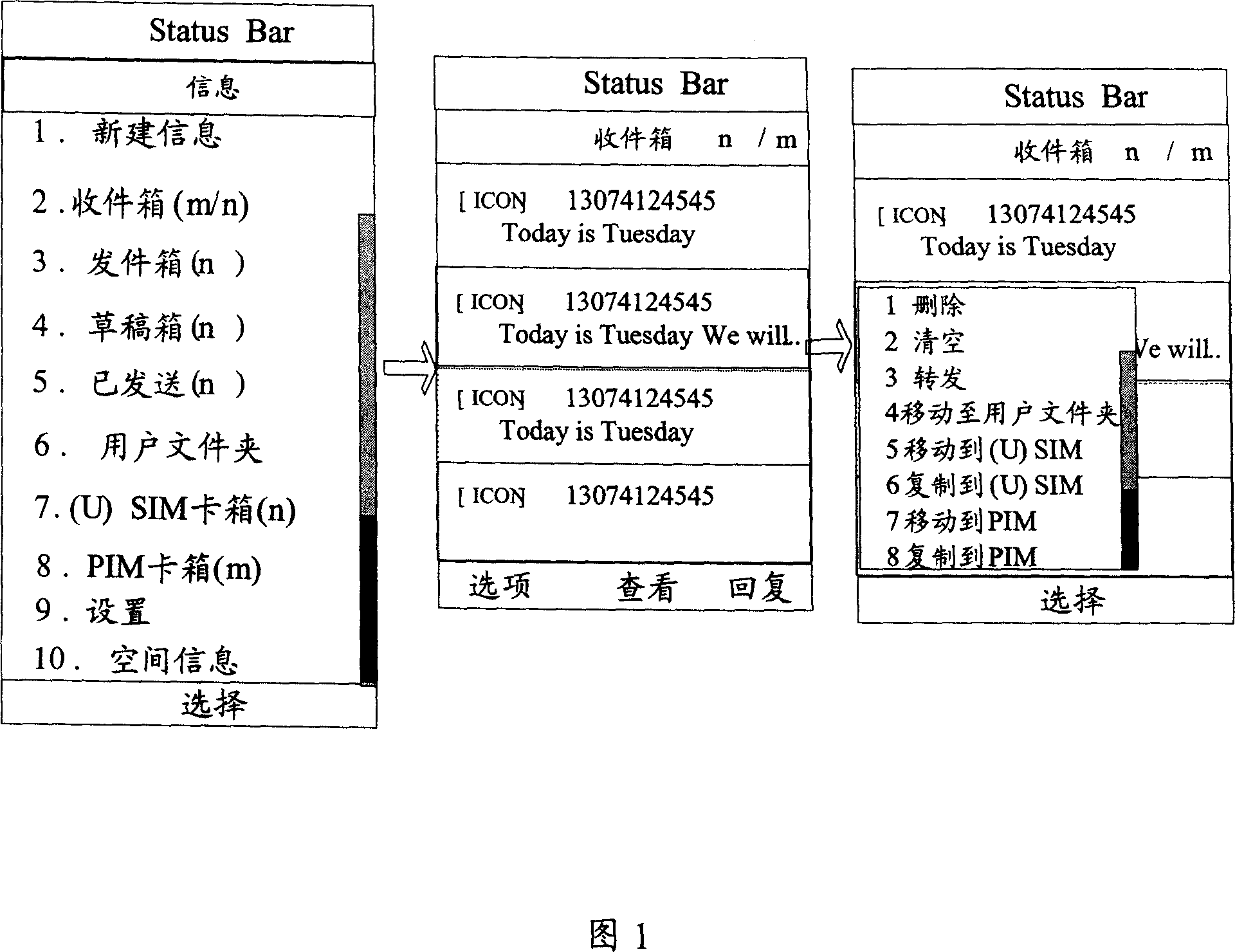 Double-mode, double-standby mobile terminal short message and telephone book list structuring method