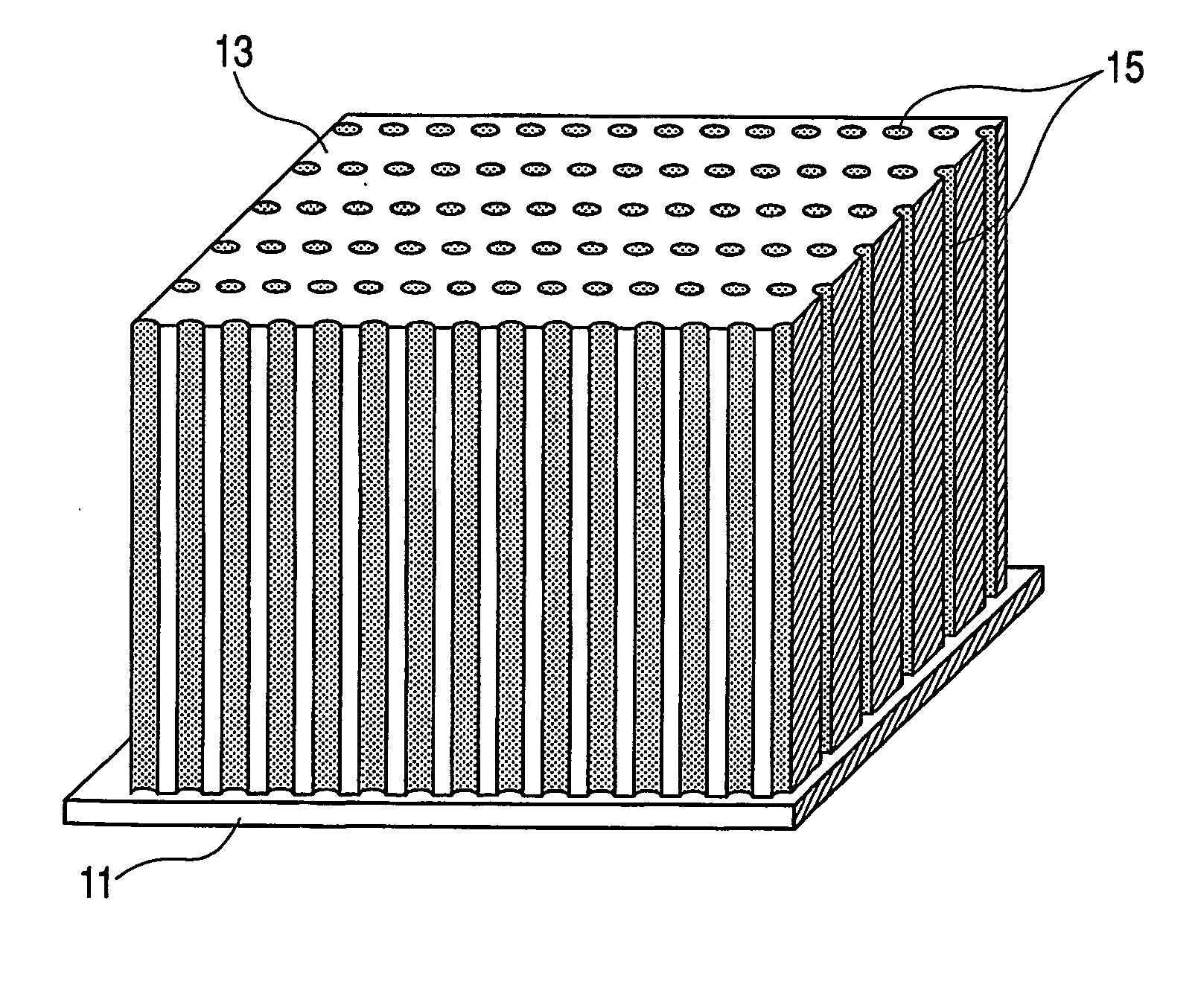 Columnar structured material, electrode having columnar structured material, and production method therefor
