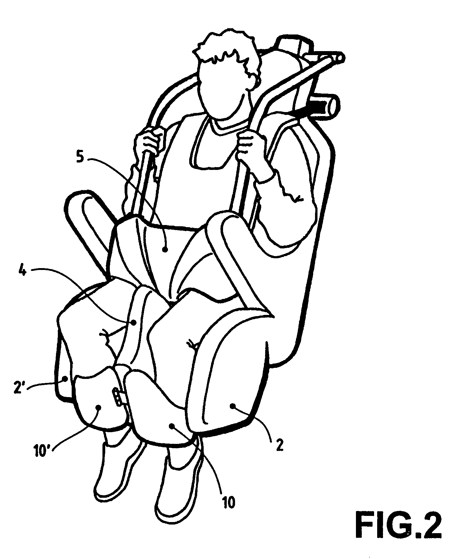 Device for locking the legs of a passenger in a seat