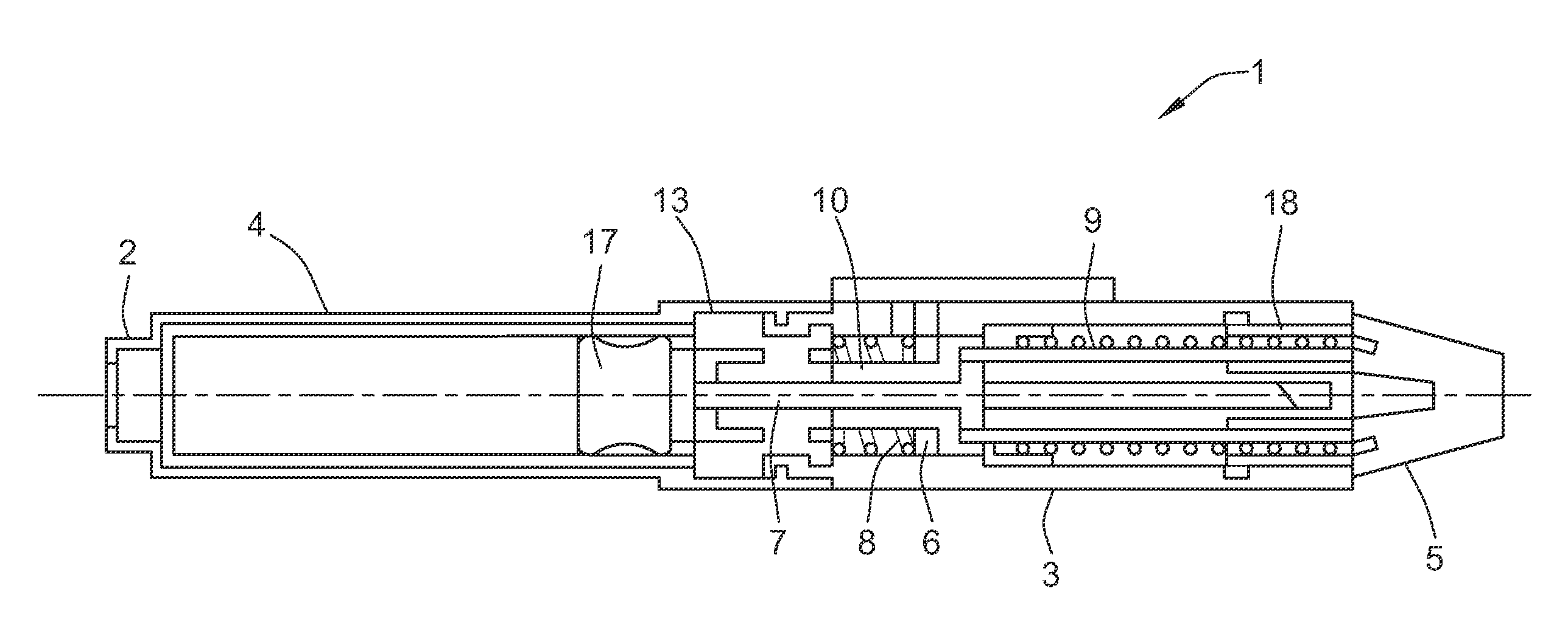 Automatic injection device with torsional spring