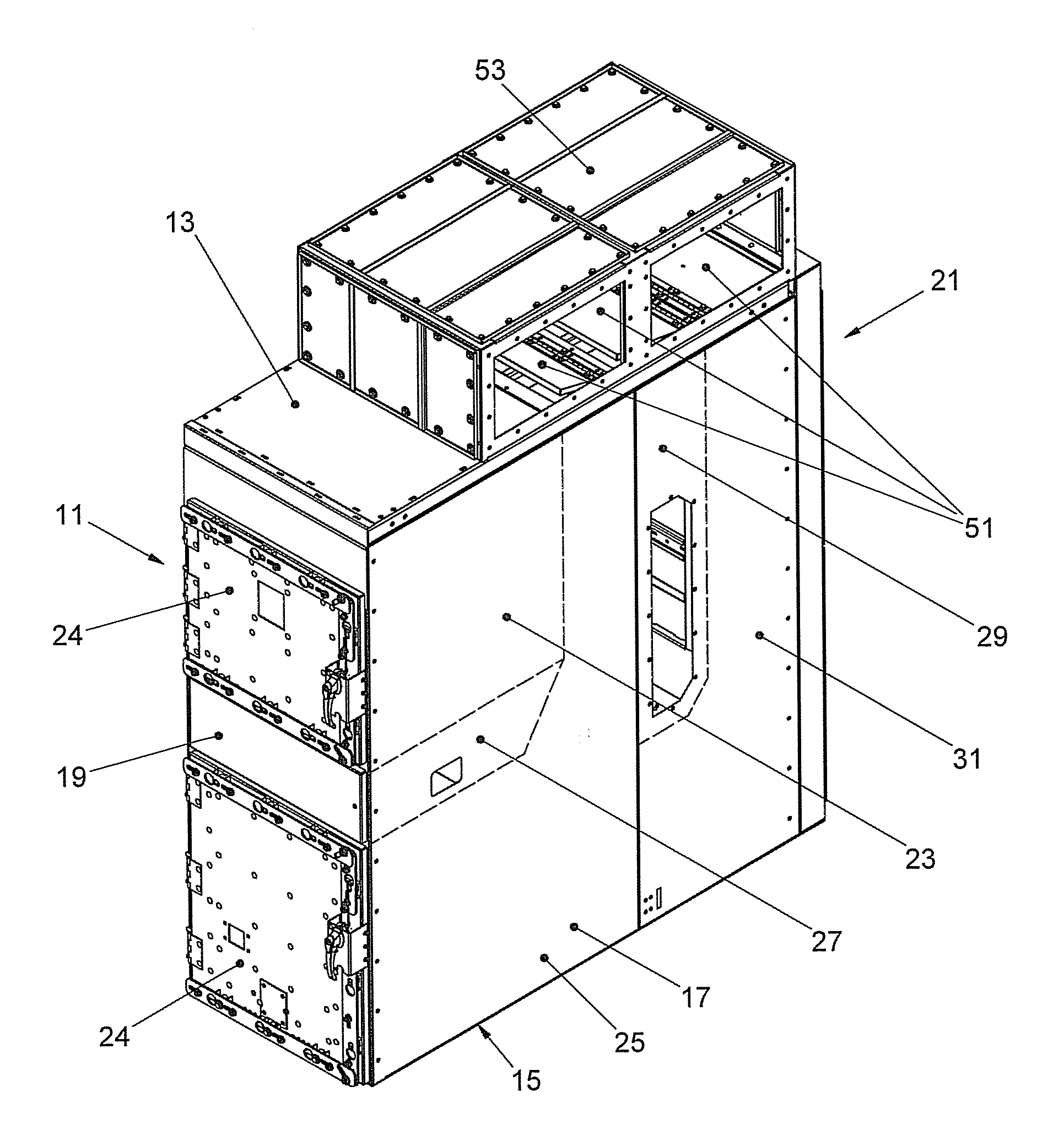 Arc-resistant switchgear enclosure with vent arrangement of a lower compartment
