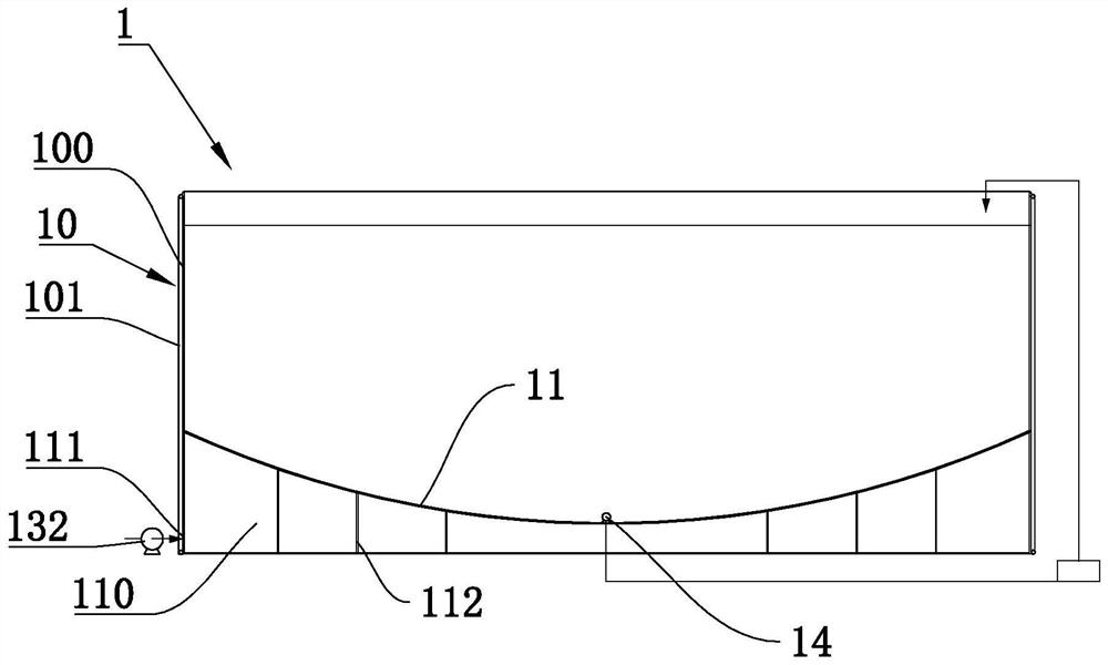 Circulating aquaculture pond with deformable auxiliary sewage structure