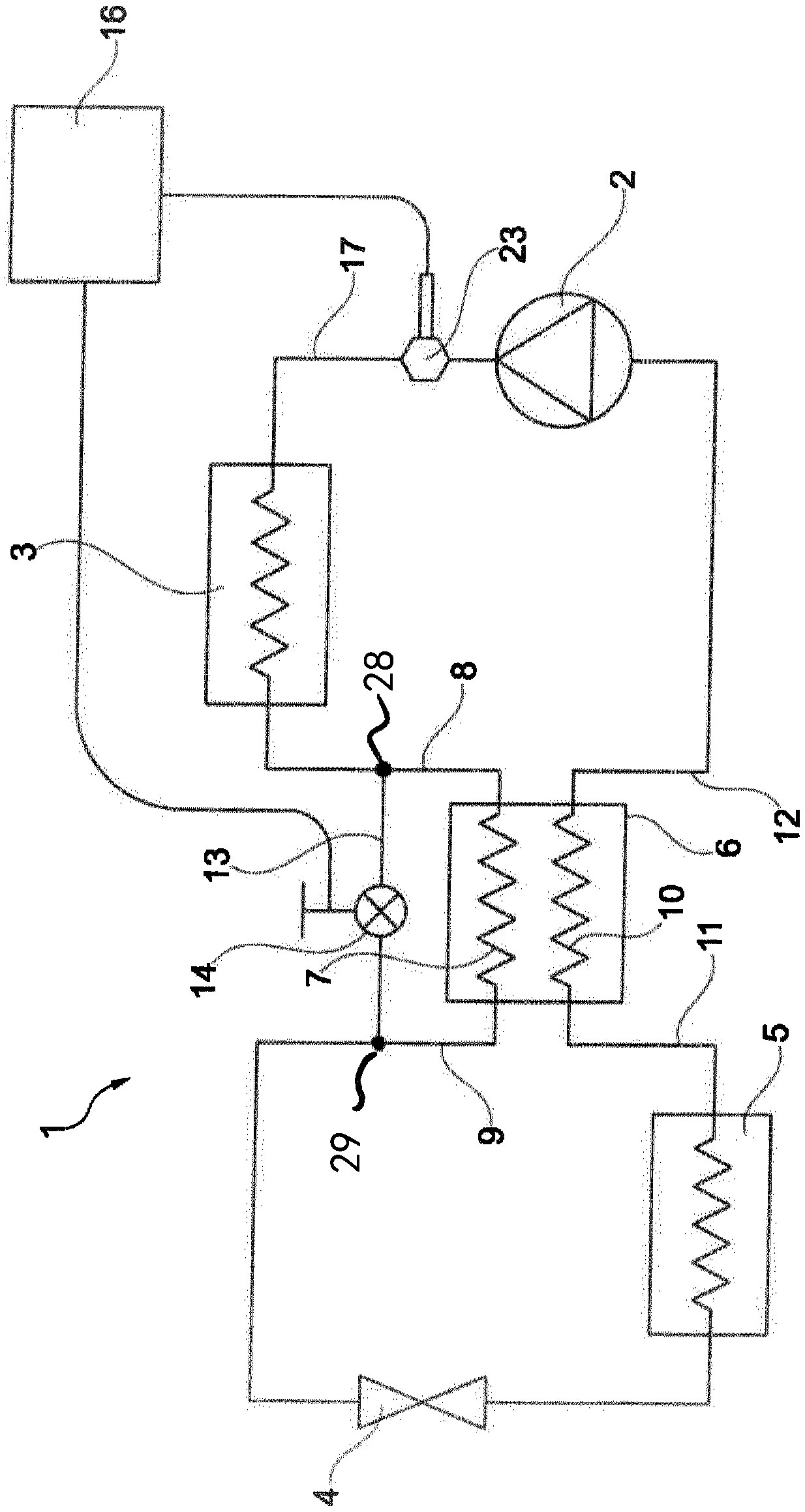 Cooling system with adjustable internal heat exchanger