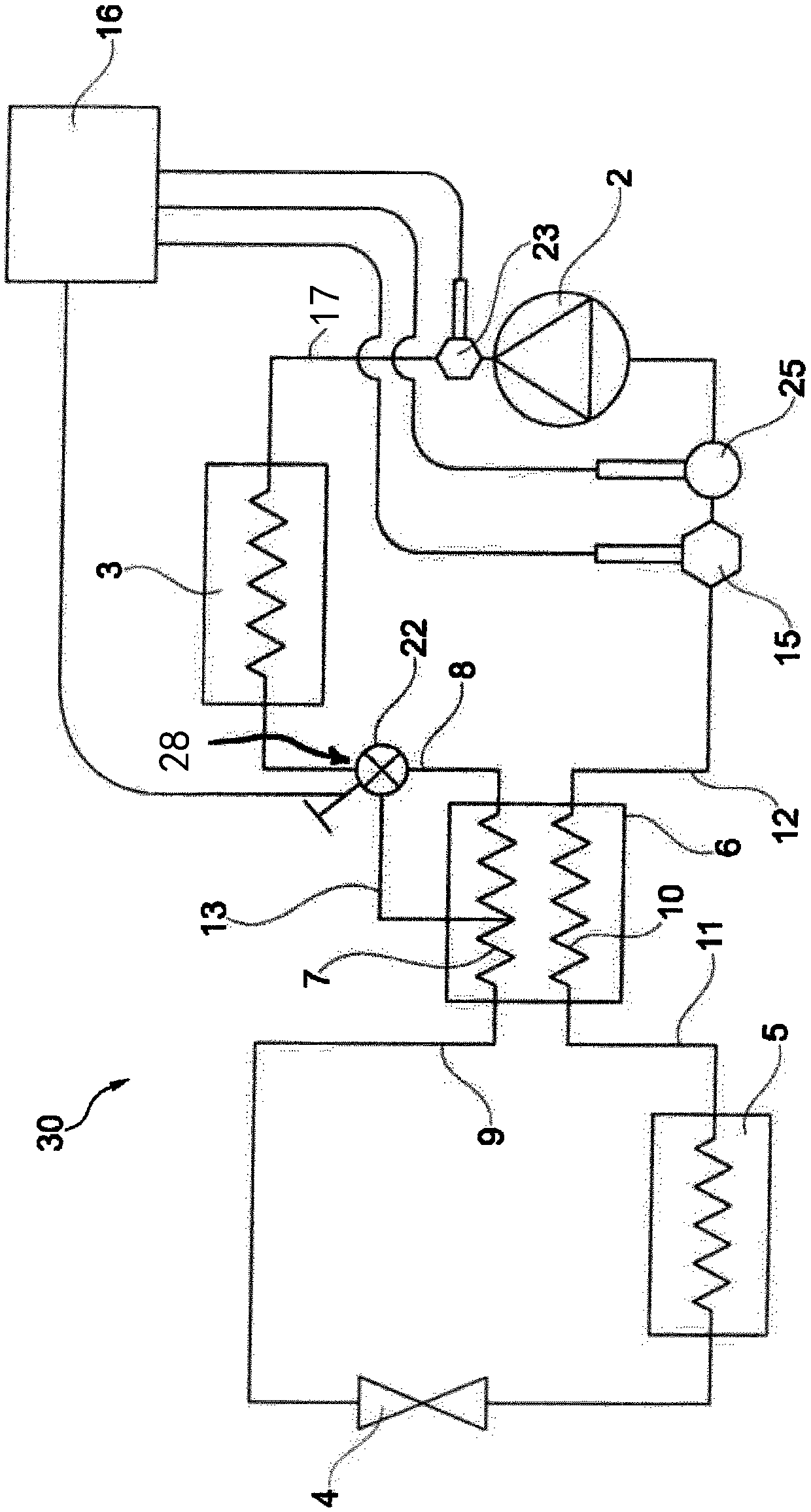 Cooling system with adjustable internal heat exchanger