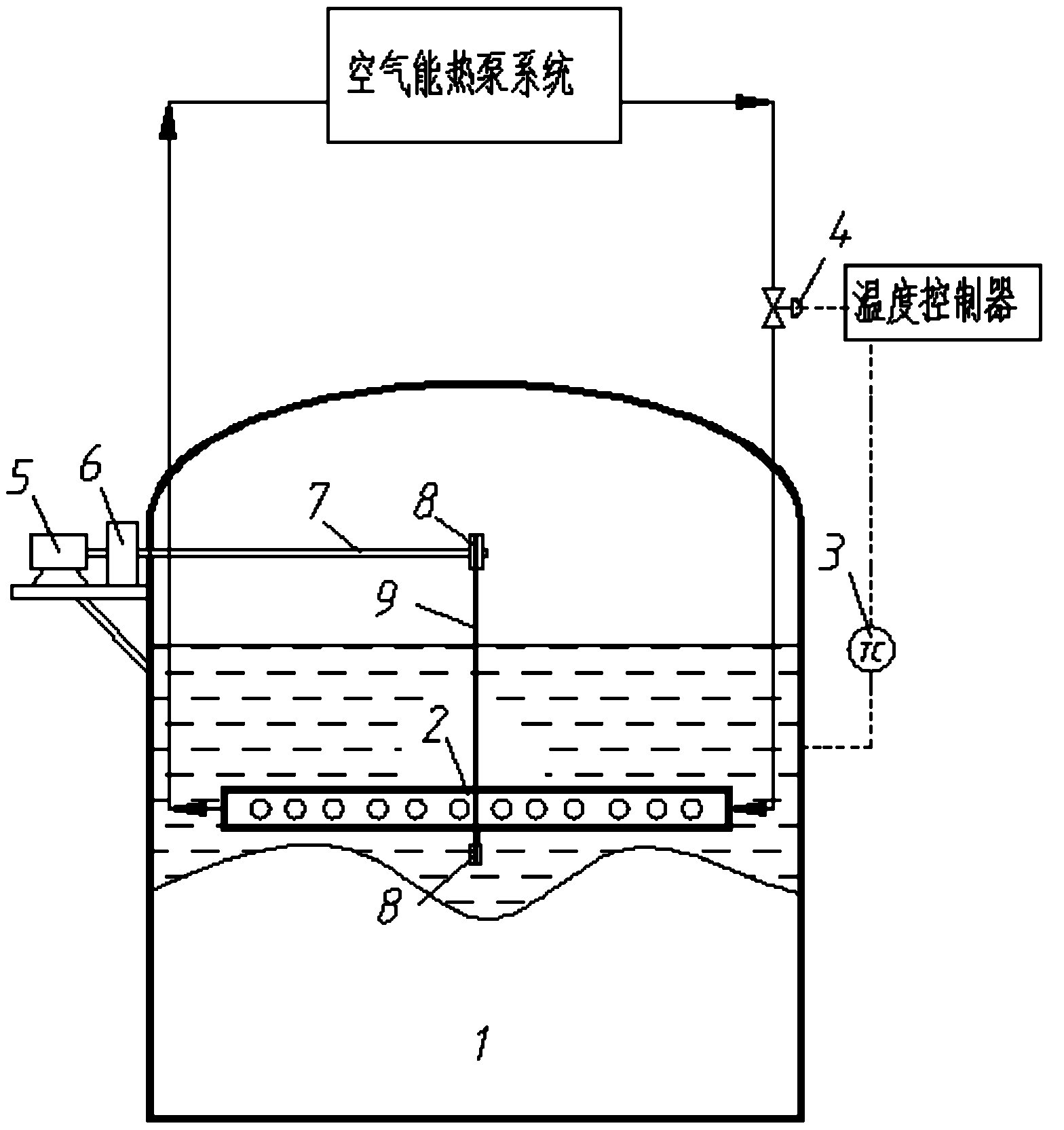 Method and device for intensively stabilizing biogas yield by utilizing air energy heat pump