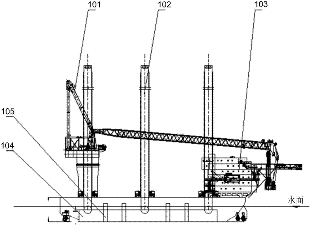 Bottom-sitting self-elevating wind electricity pile driving barge