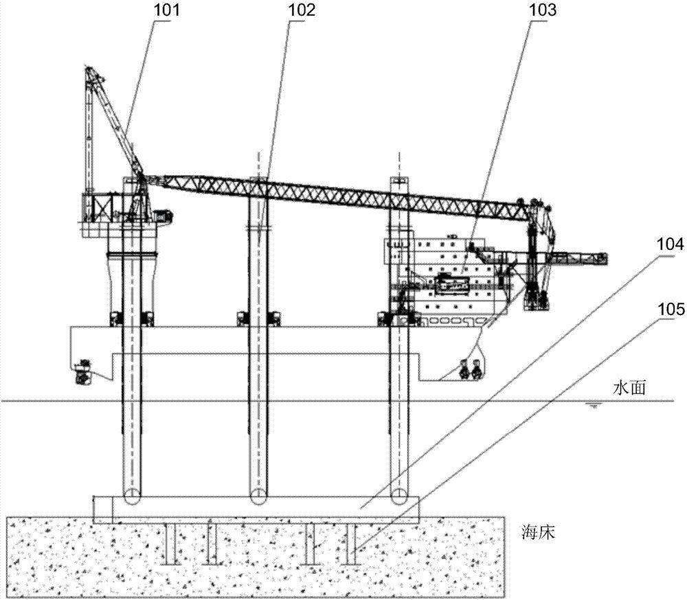 Bottom-sitting self-elevating wind electricity pile driving barge