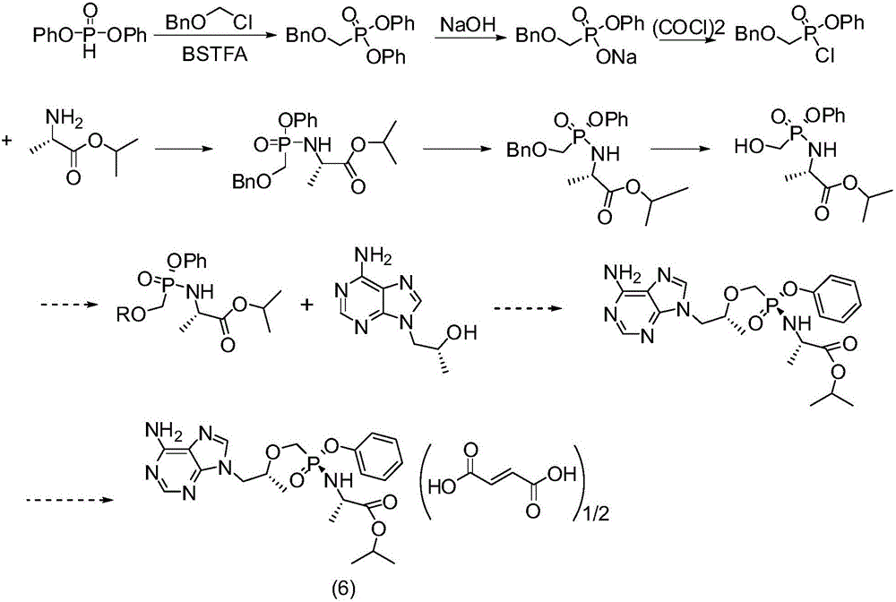 Synthesis process of key intermediate of tenofovir alafenamide hemifumarate