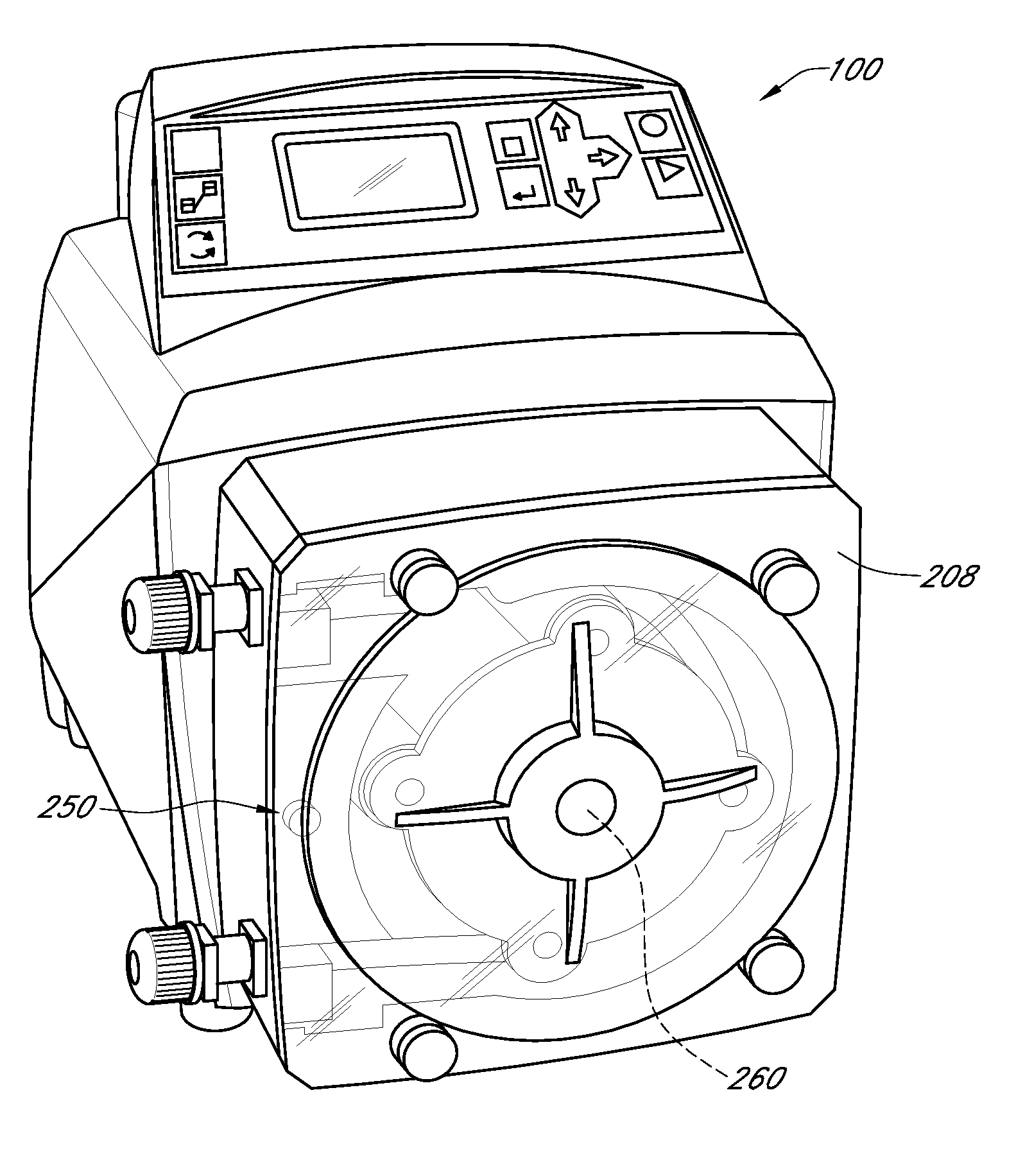 Safety switch on a peristaltic pump