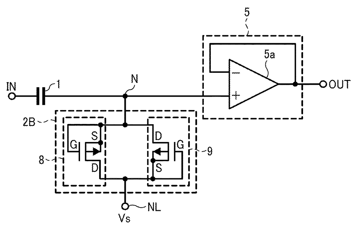 High-pass filter circuit and band-pass filter circuit
