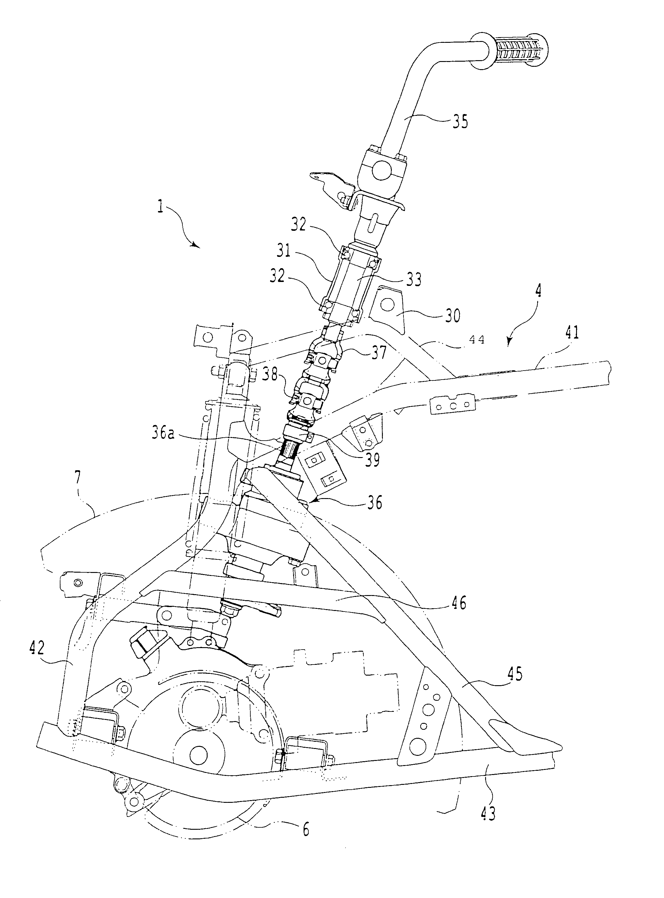 Steering shaft support structure and vehicle