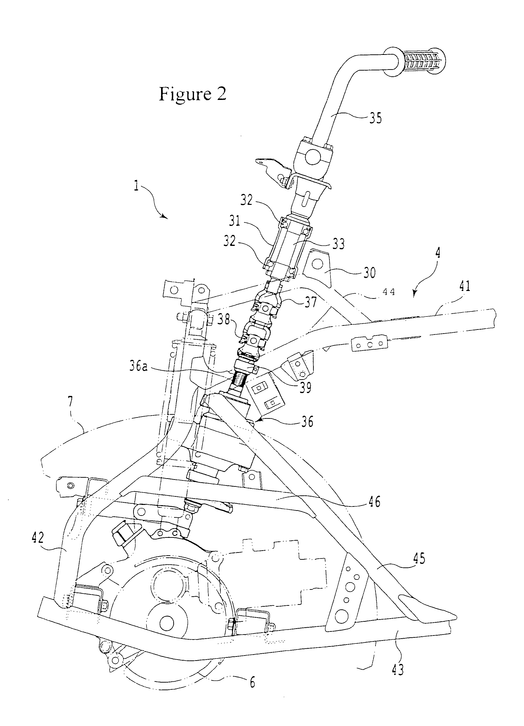 Steering shaft support structure and vehicle