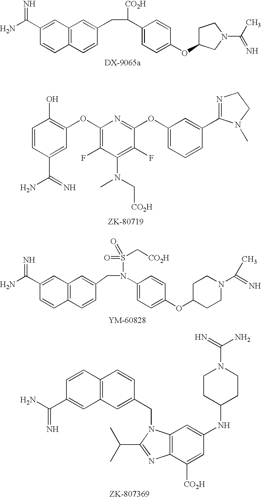 Factor xa inhibitors with aryl-amidines and derivatives, and prodrugs thereof