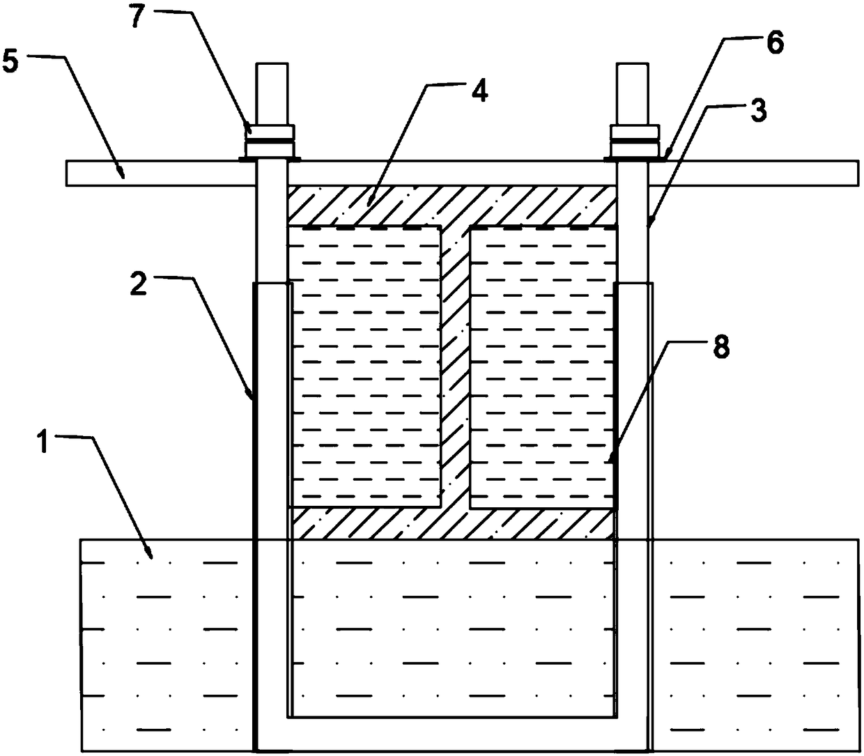 Non-bonded detachable embedded part of unloading platform of high-rise building and construction process thereof