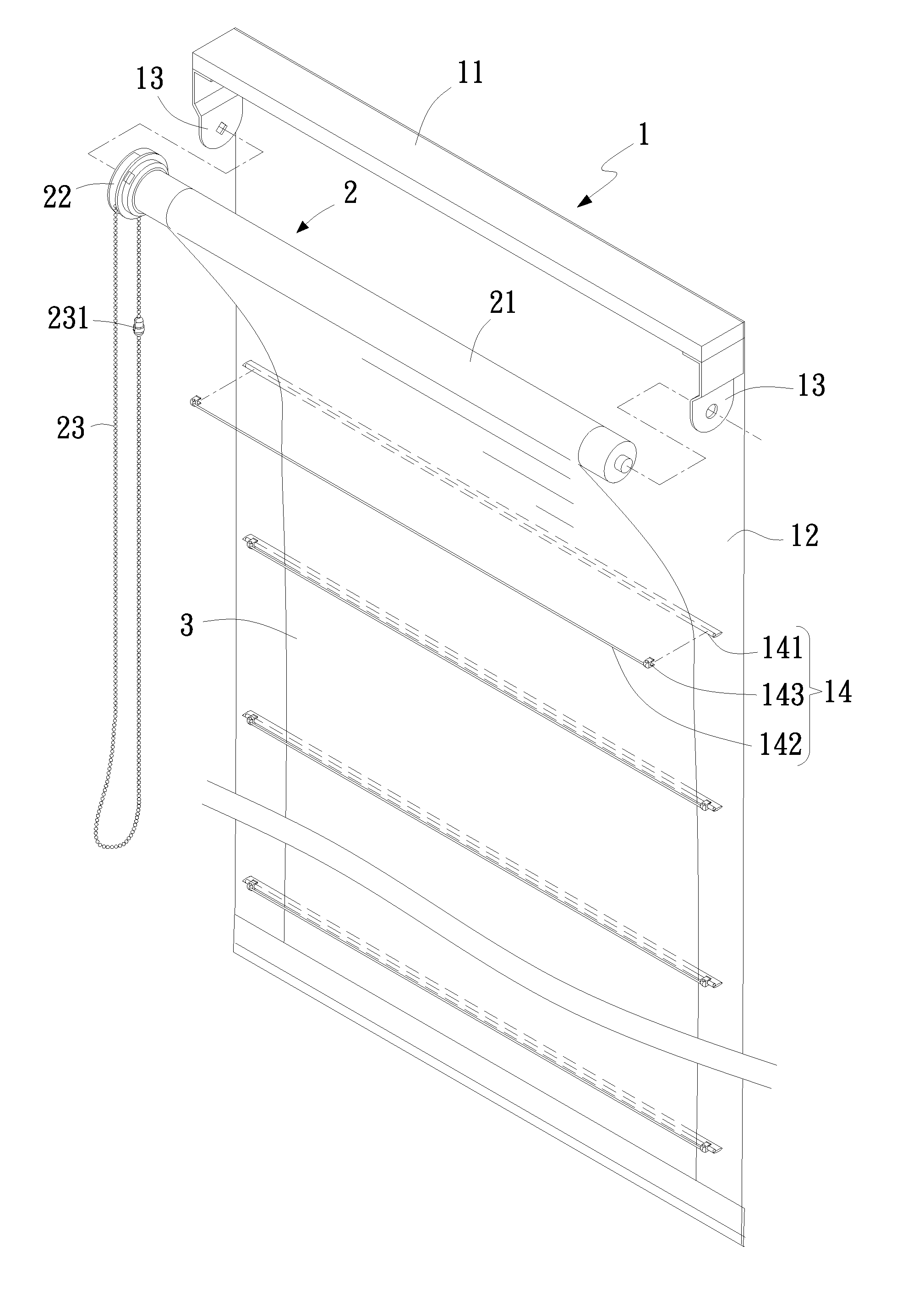 Blind structure characterized by enhanced user safety