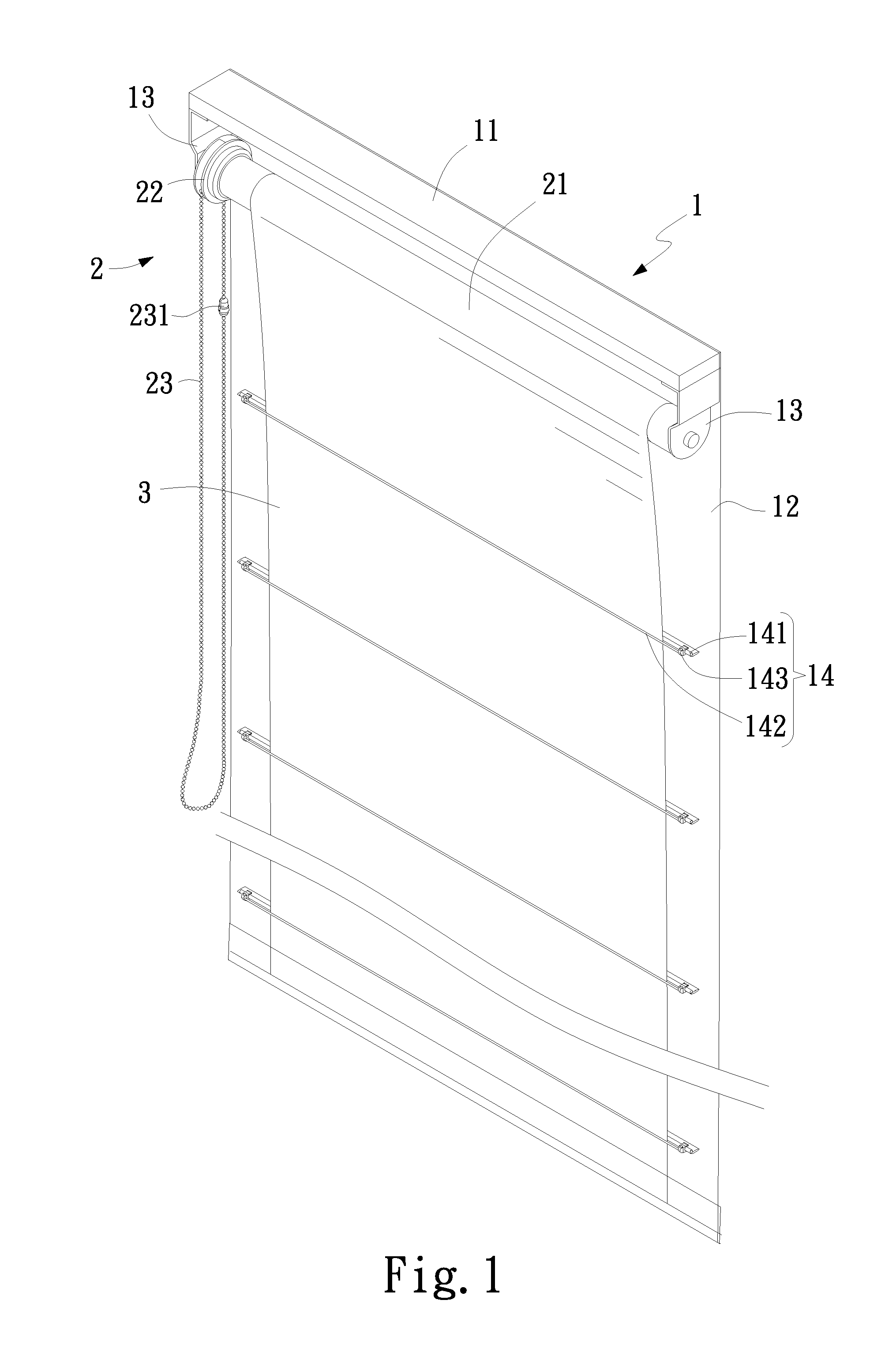 Blind structure characterized by enhanced user safety