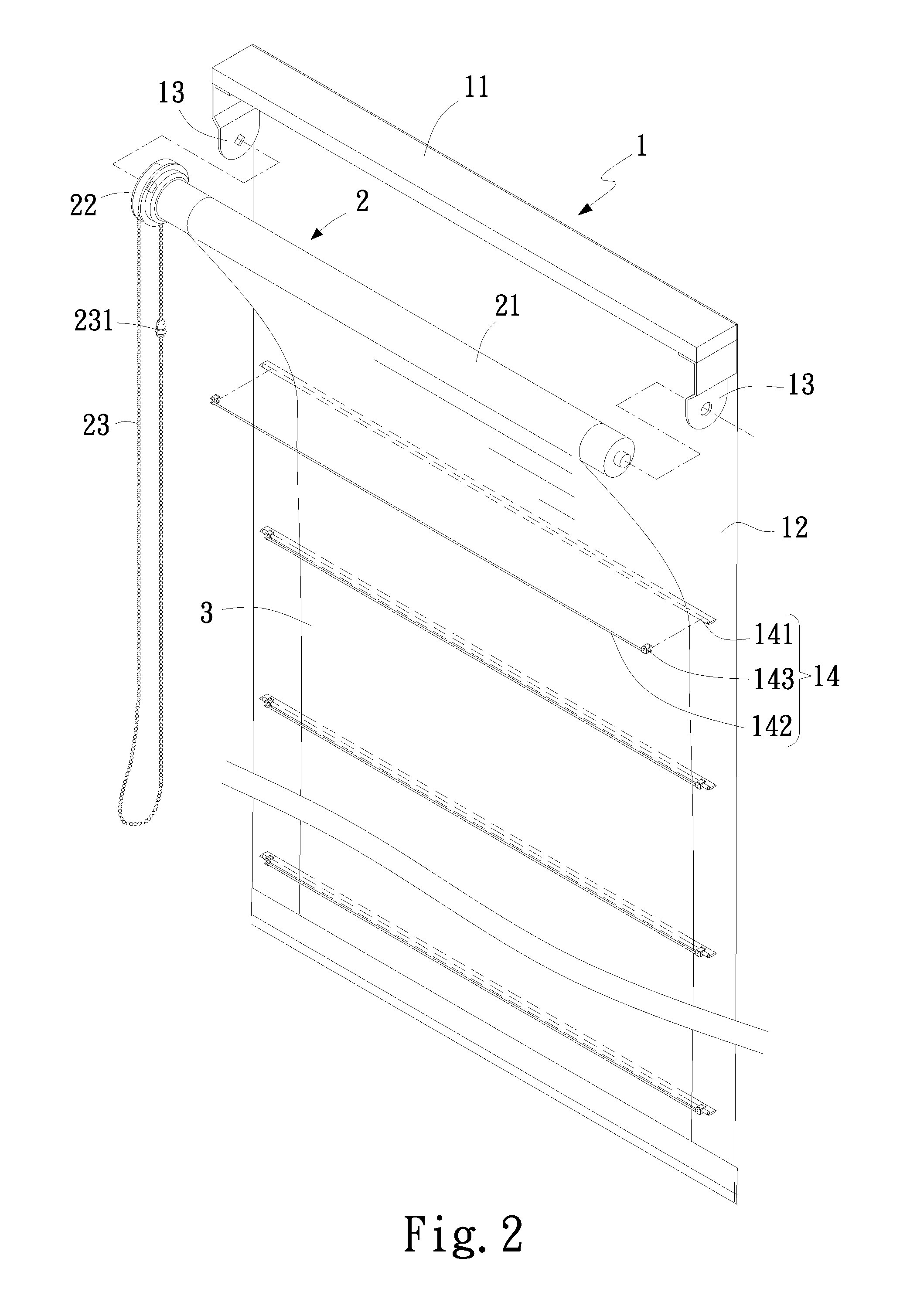 Blind structure characterized by enhanced user safety