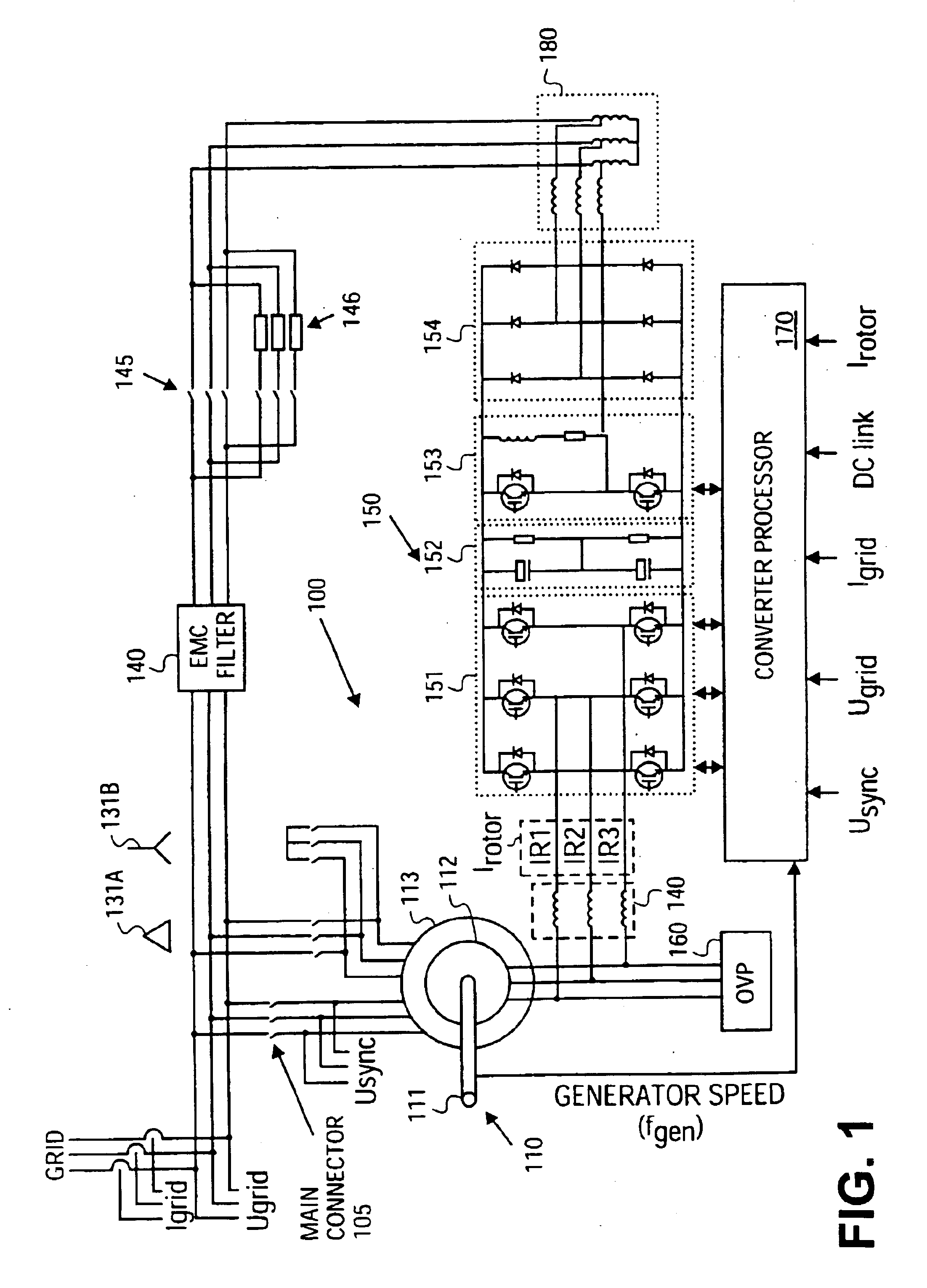 Variable speed wind turbine having a passive grid side rectifier with scalar power control and dependent pitch control