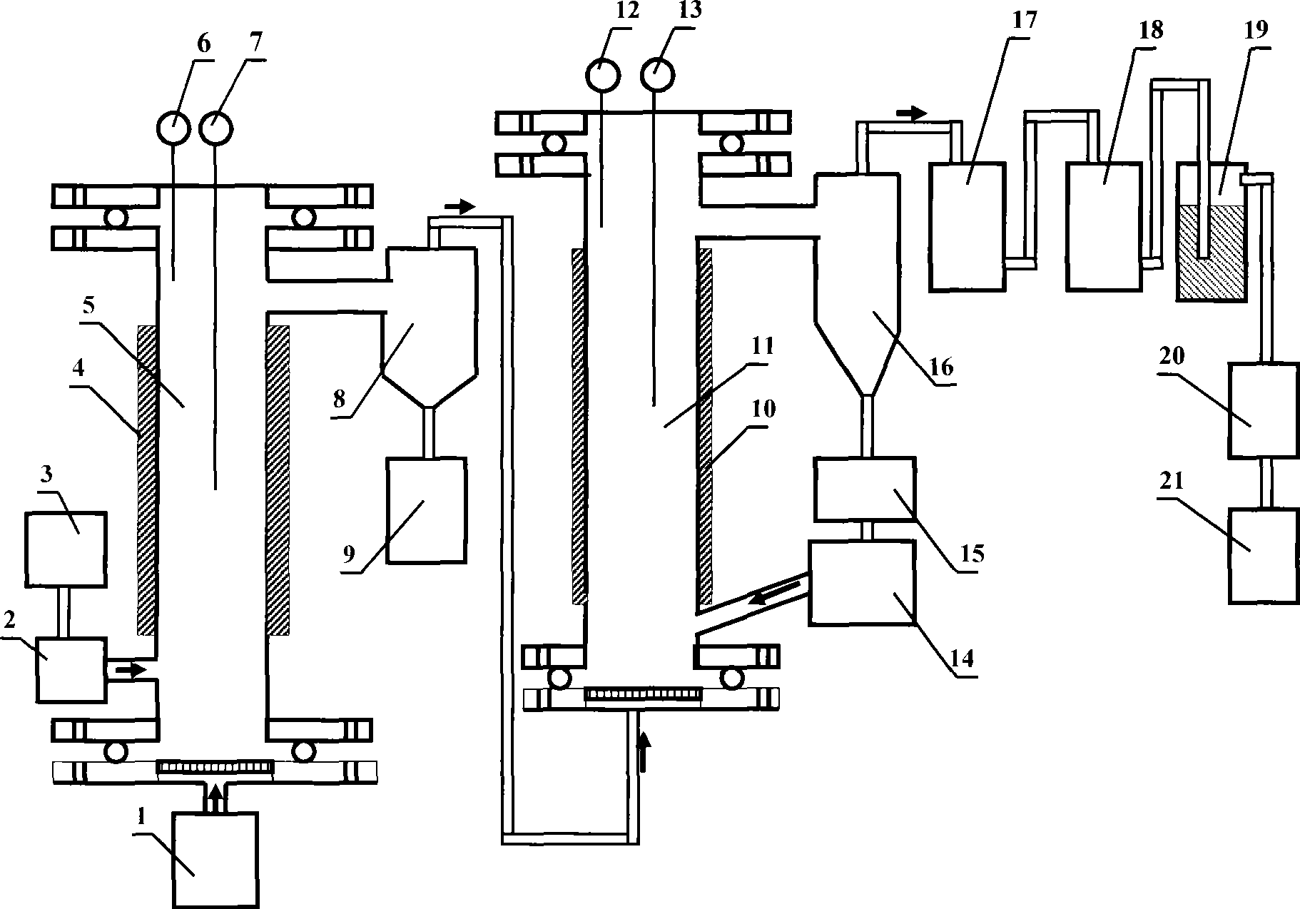 Biomass hydrogen production in water vapour atmosphere and series fluidized bed apparatus system thereof