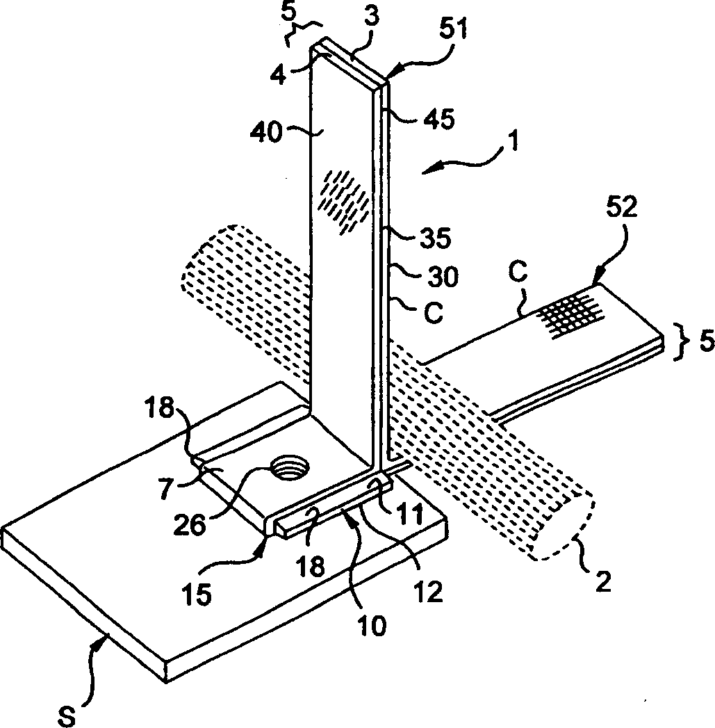 Device for fastening elongate elements to a structure