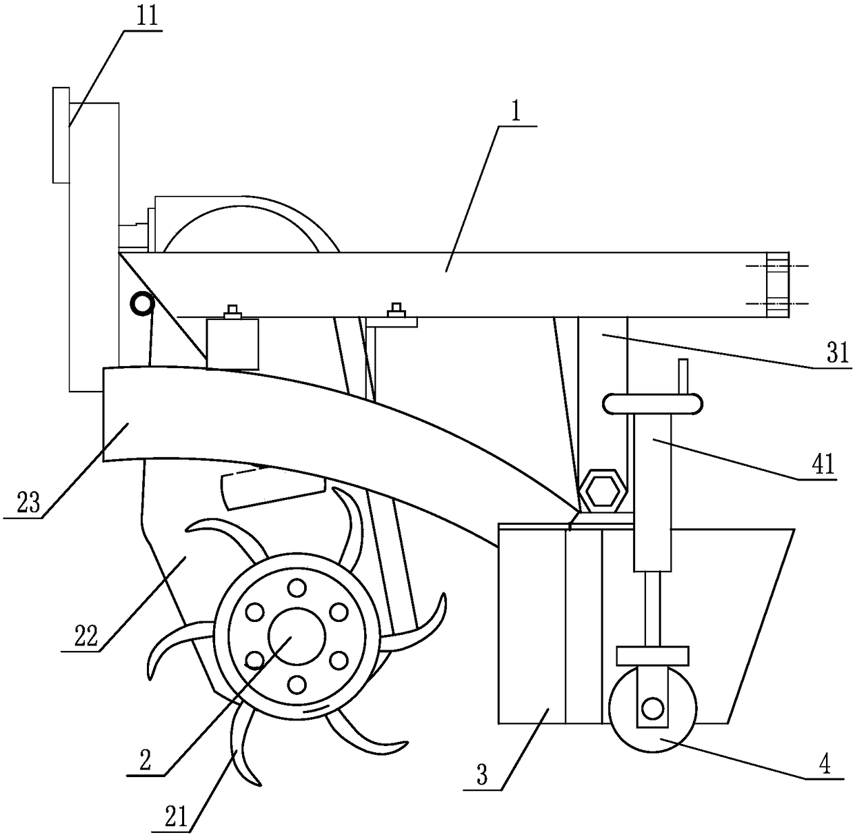 Furrowing and ridging device for saline and alkaline land