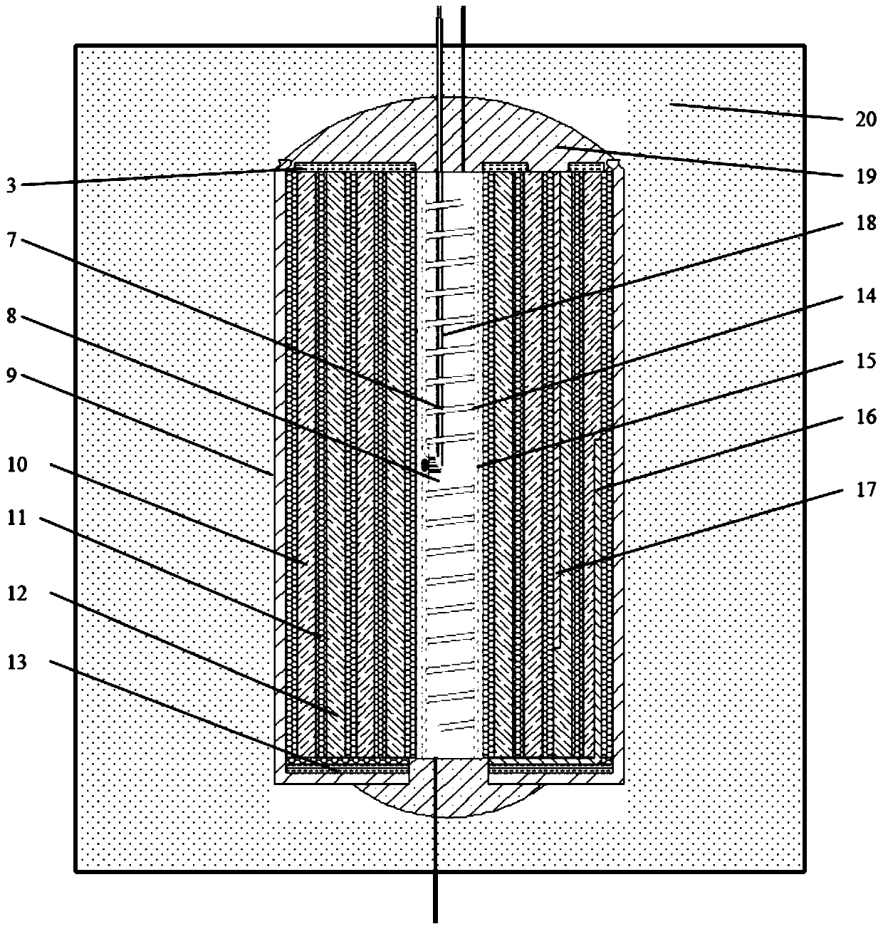 Cylindrical battery thermal parameter quasi-steady-state measuring method and device