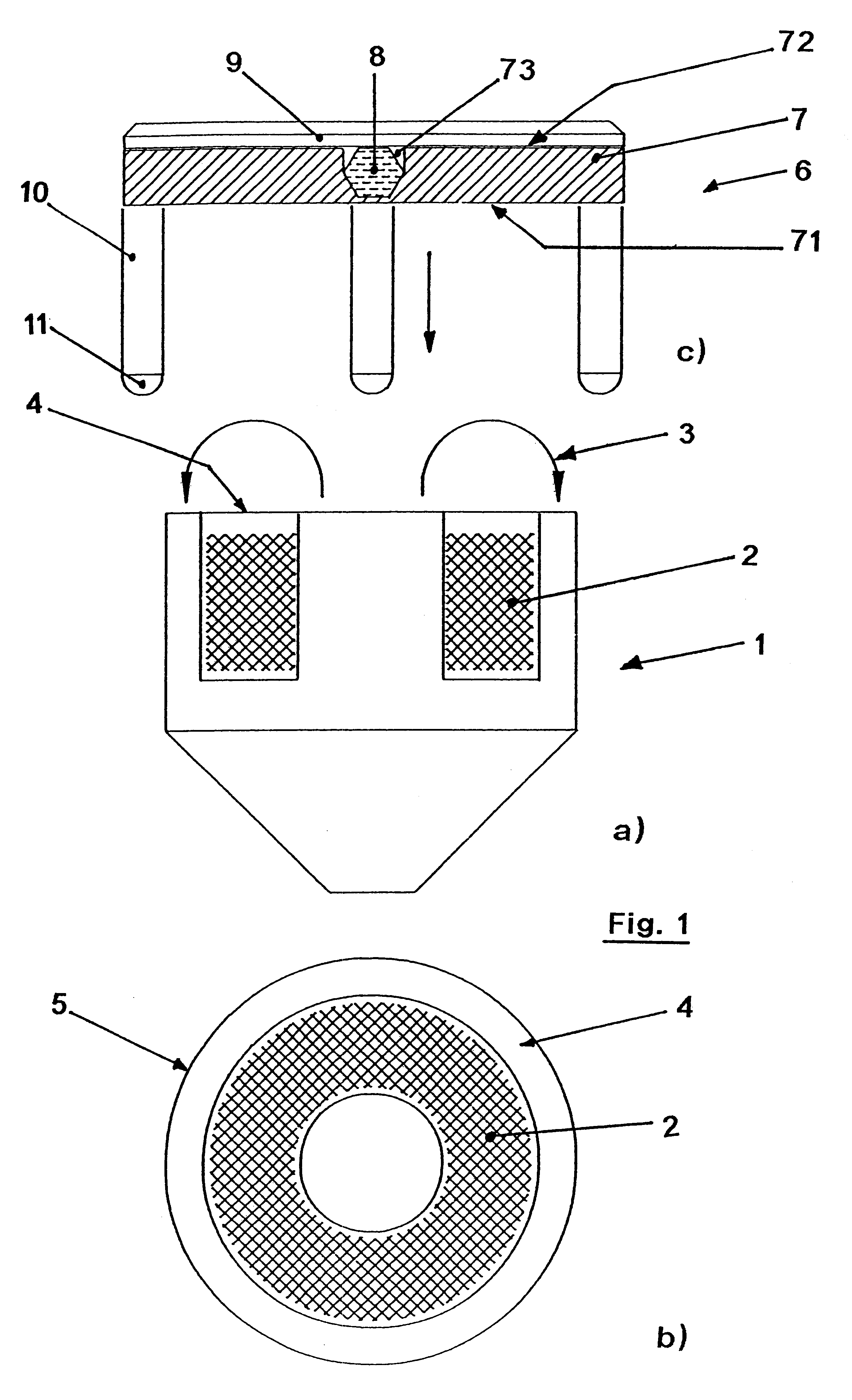 Fixing device for at least one operating element suitable for application in sterile areas in surgical operations, such as a surgical instrument