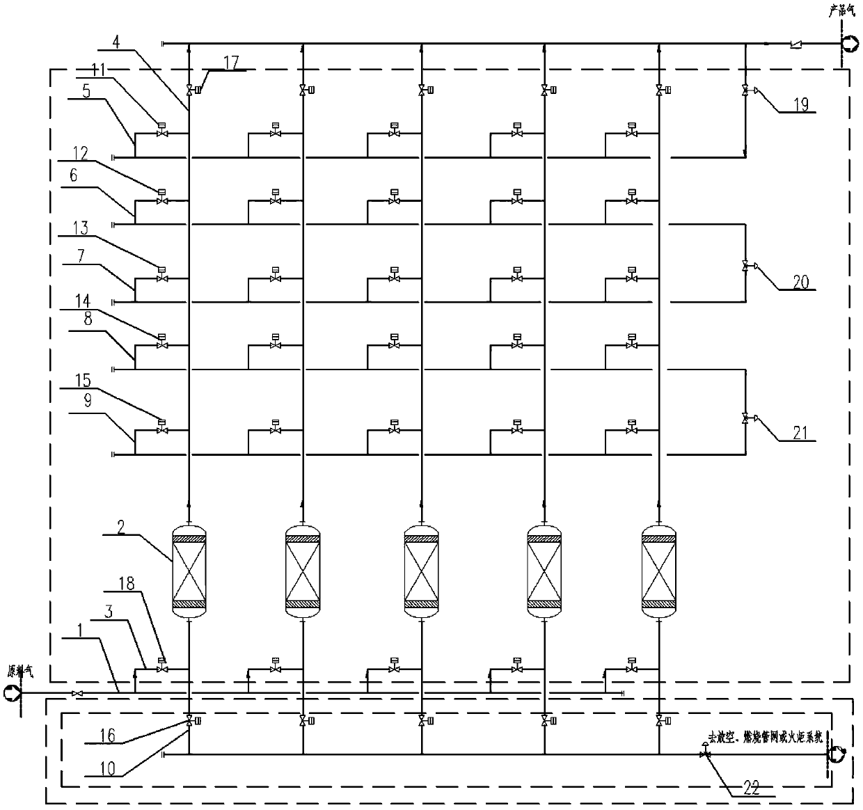 A pressure swing adsorption method for pressure change linkage control in cycle operation