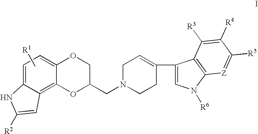 Antidepressant indoletetrahydropyridine derivatives of 2,3-dihydro-7H-[1,4]dioxino[2,3-e]indole