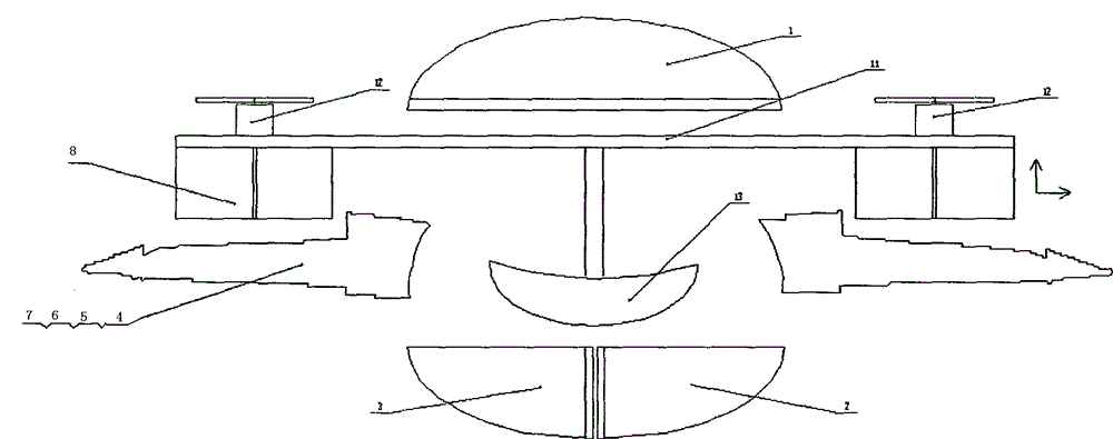 Dismountable tilting-power flying wing-type hybrid lift airship