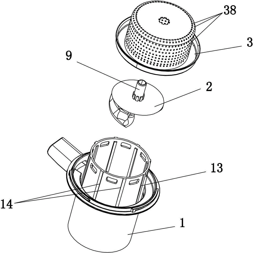 Residue and juice separation device for food processor