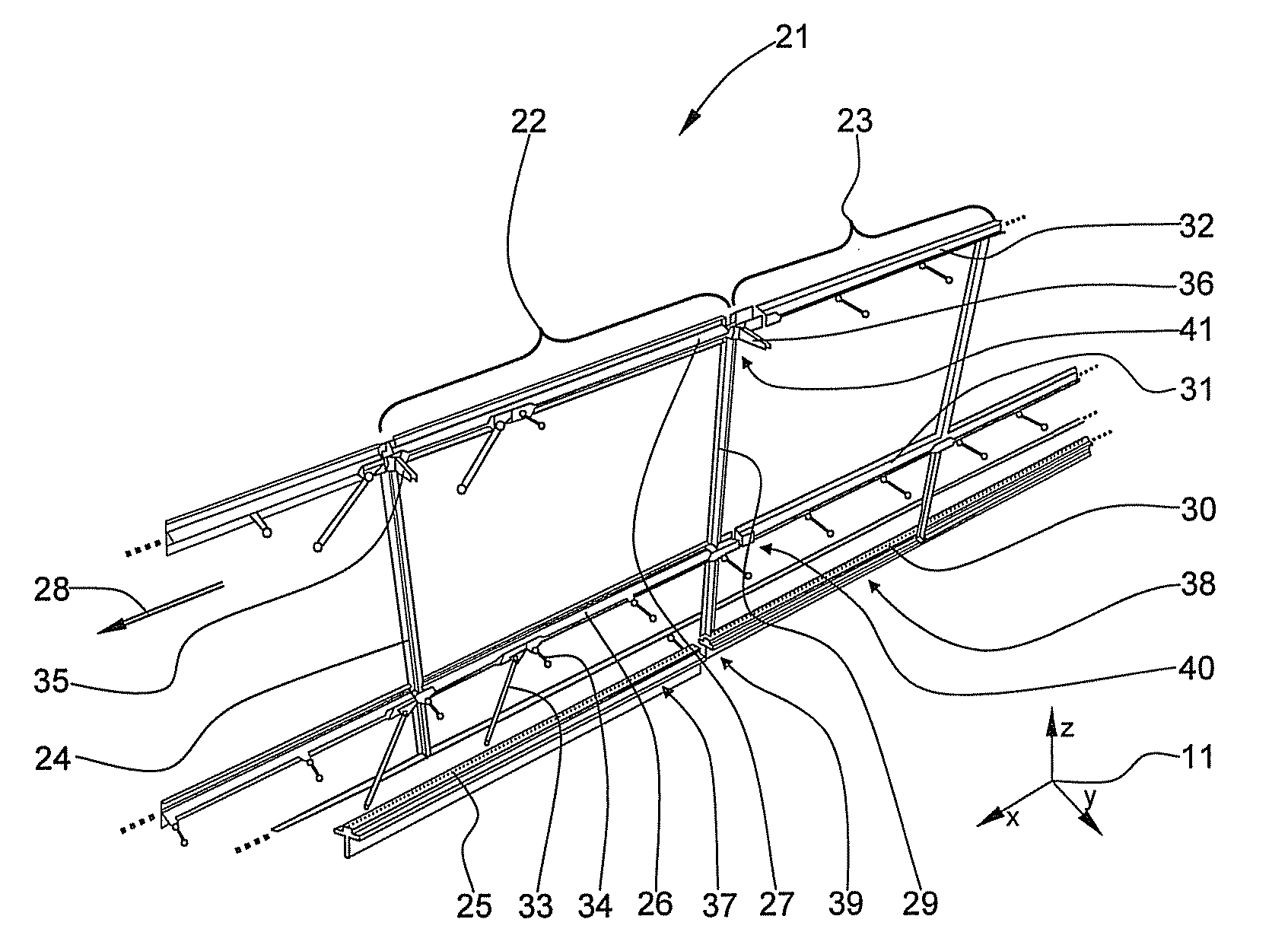 Load introduction structure, in particular a lining frame, for an aircraft