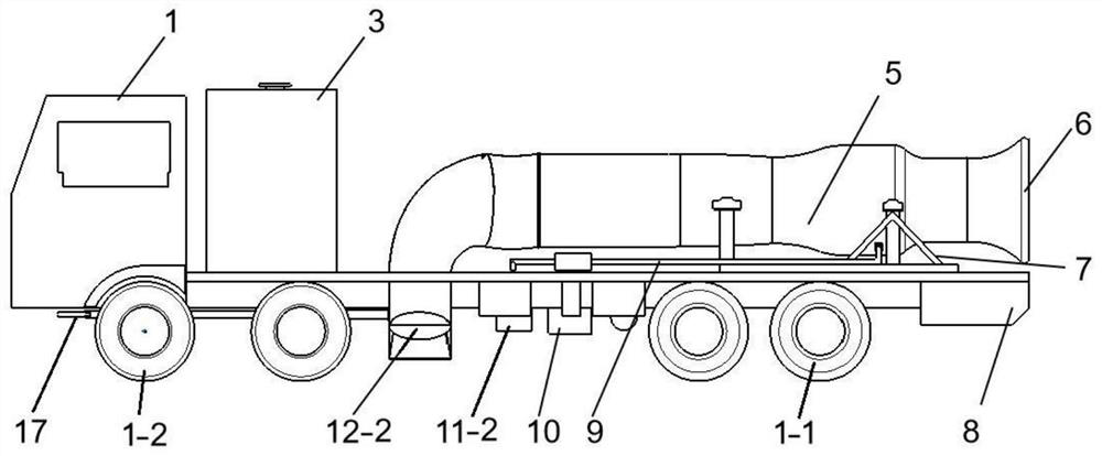 Hot blowing type snow sweeper based on large-bypass-ratio turbofan engine and snow removing method