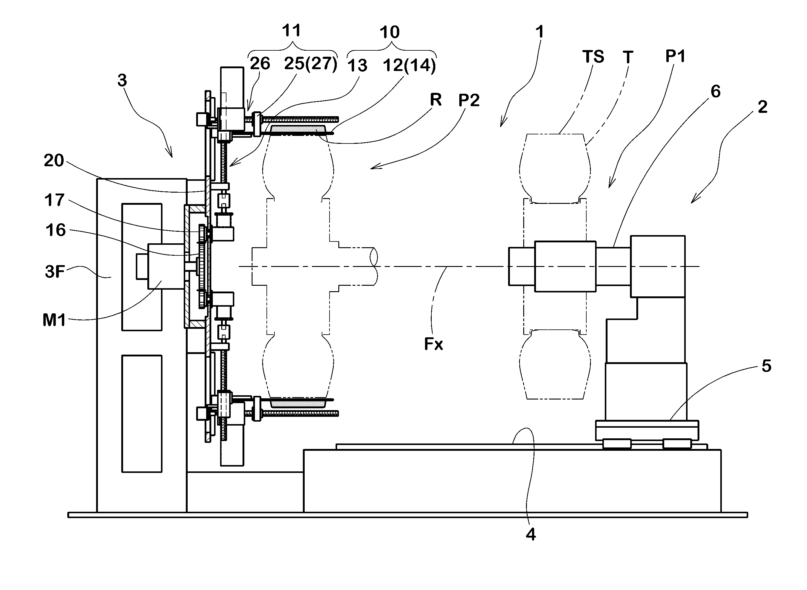 Apparatus for mounting tread ring on tire base and method for manufacturing retreaded tire