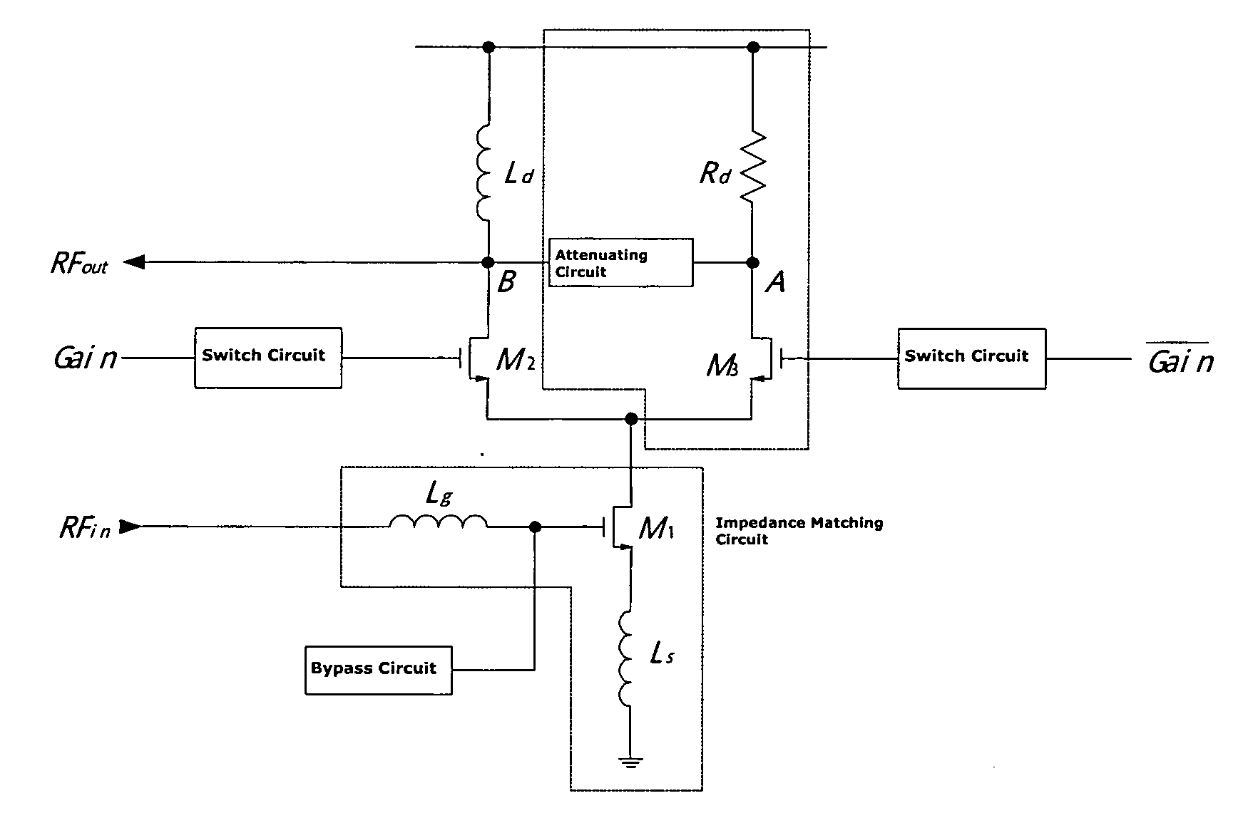 Low noise amplifier with switch gain control