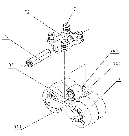 Triangular crawler walking system with suspended shock-absorbing device
