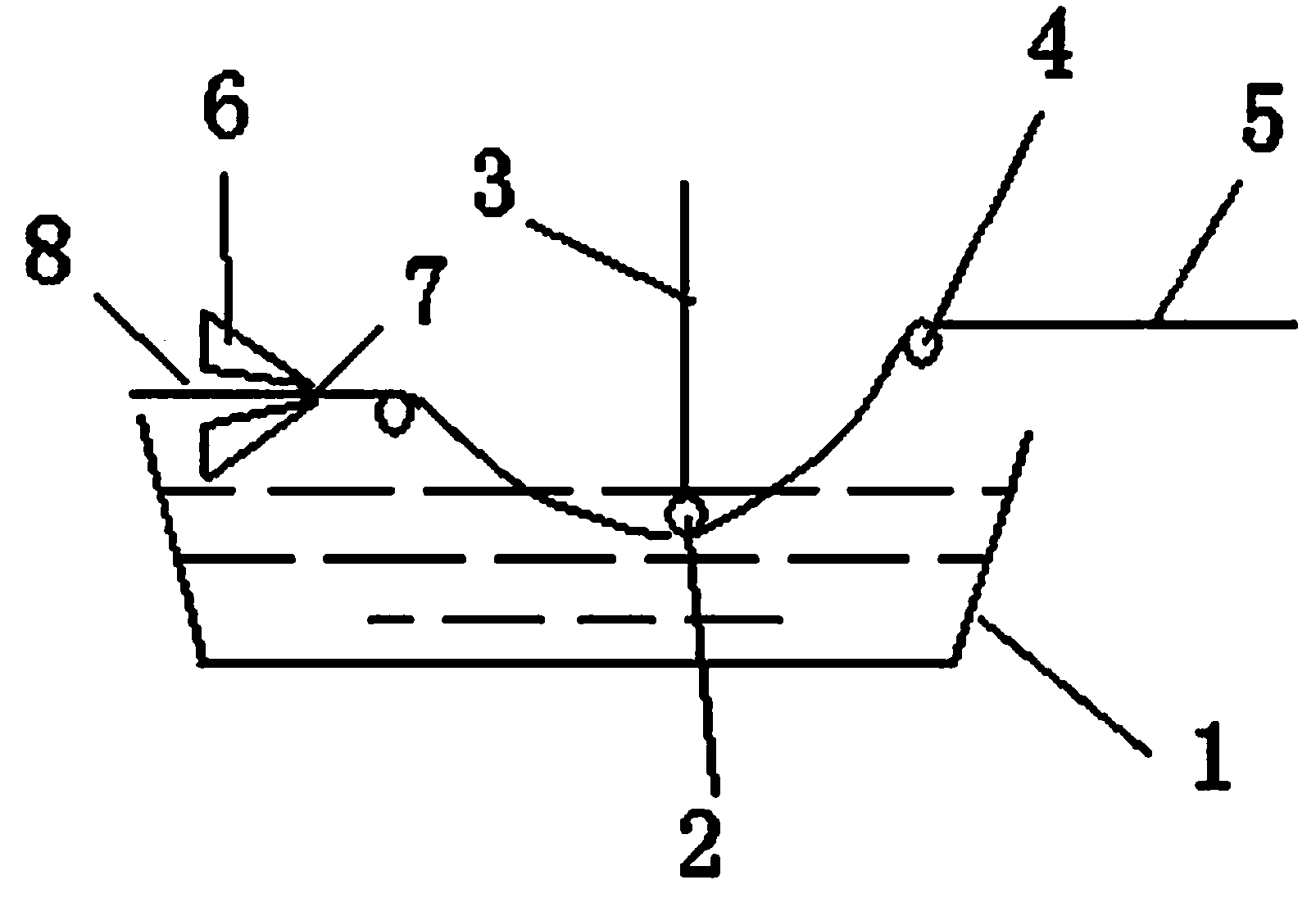 Modified asphalt coiled material forming and thickness control device capable of preventing tire bases from being broken by blowing