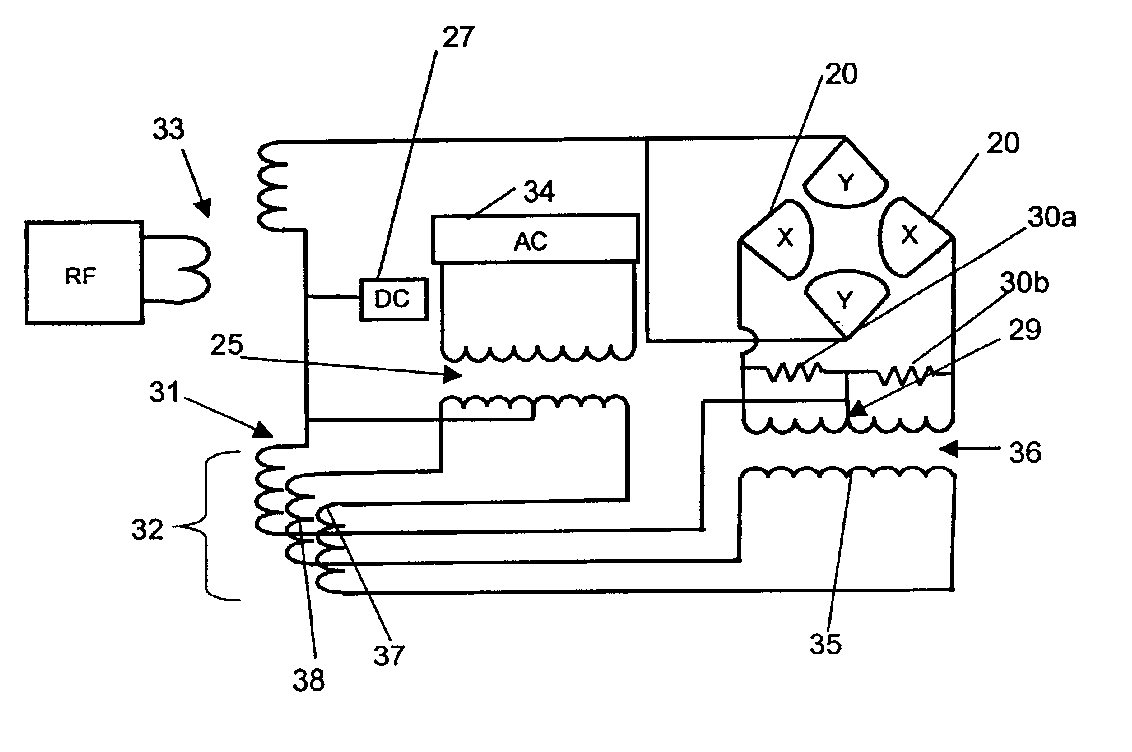 Circuit for applying supplementary voltages to RF multipole devices