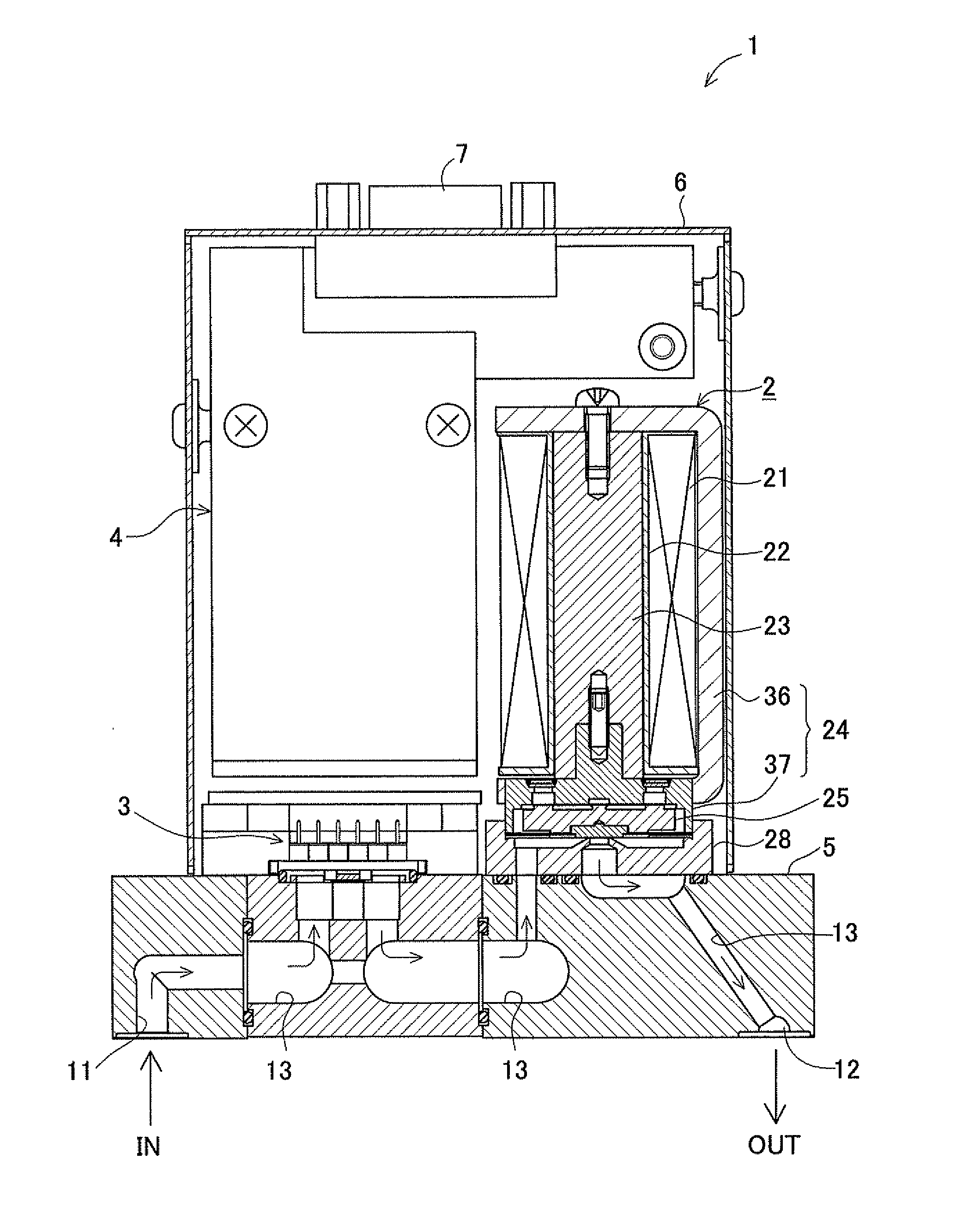 Flow rate controller and proportional electromagnetic valve