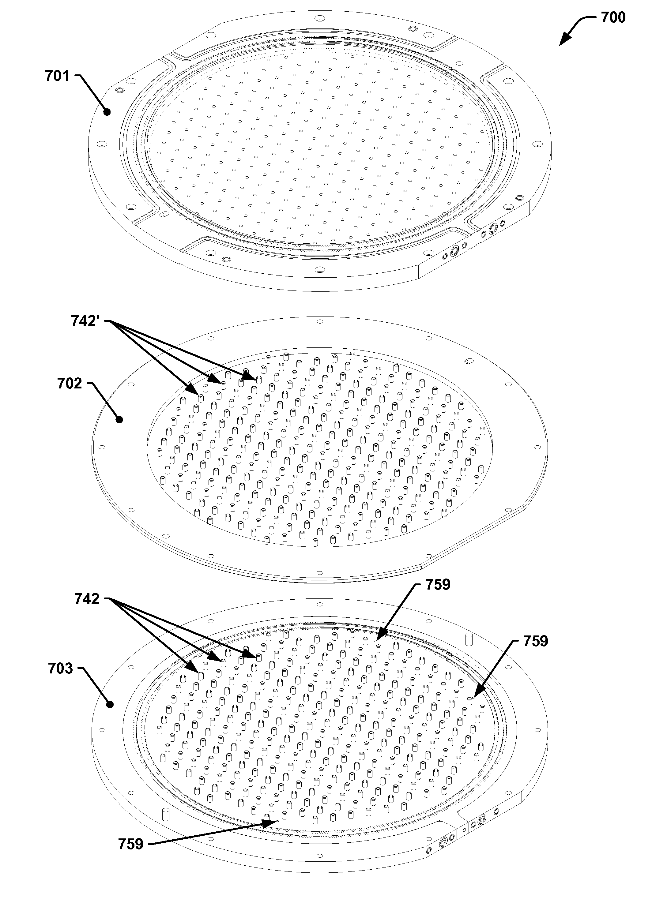 Multi-plenum showerhead with temperature control