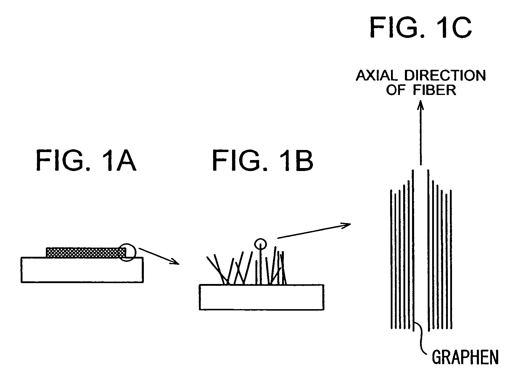 Fiber containing carbon, substrate and electron emission device using fiber containing carbon, electron source using the electron emission device, display panel using the electron source, and information displaying/playing apparatus using the display panel, and a method of manufacturing thereof