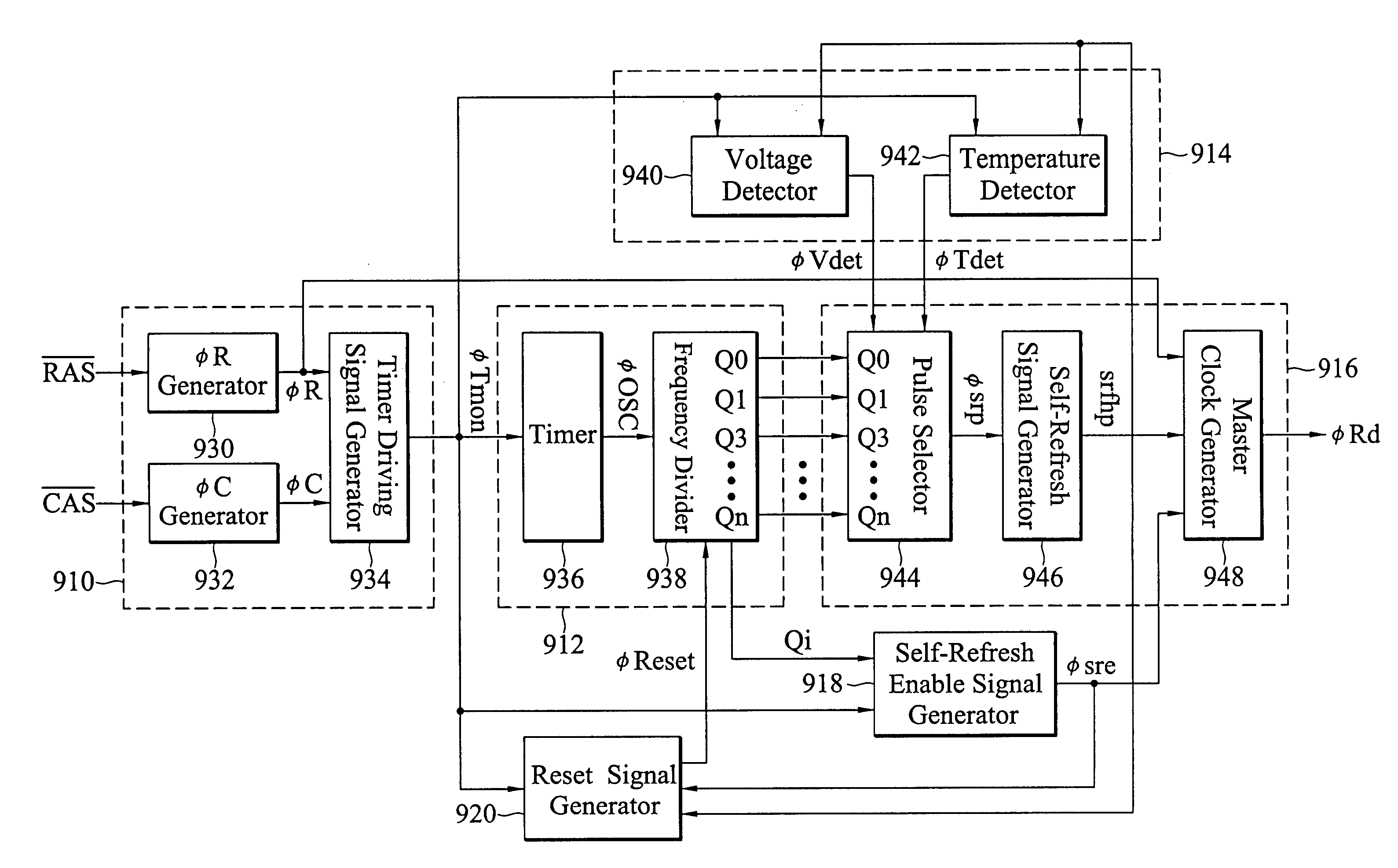 Temperature detecting circuit for controlling a self-refresh period of a semiconductor memory device