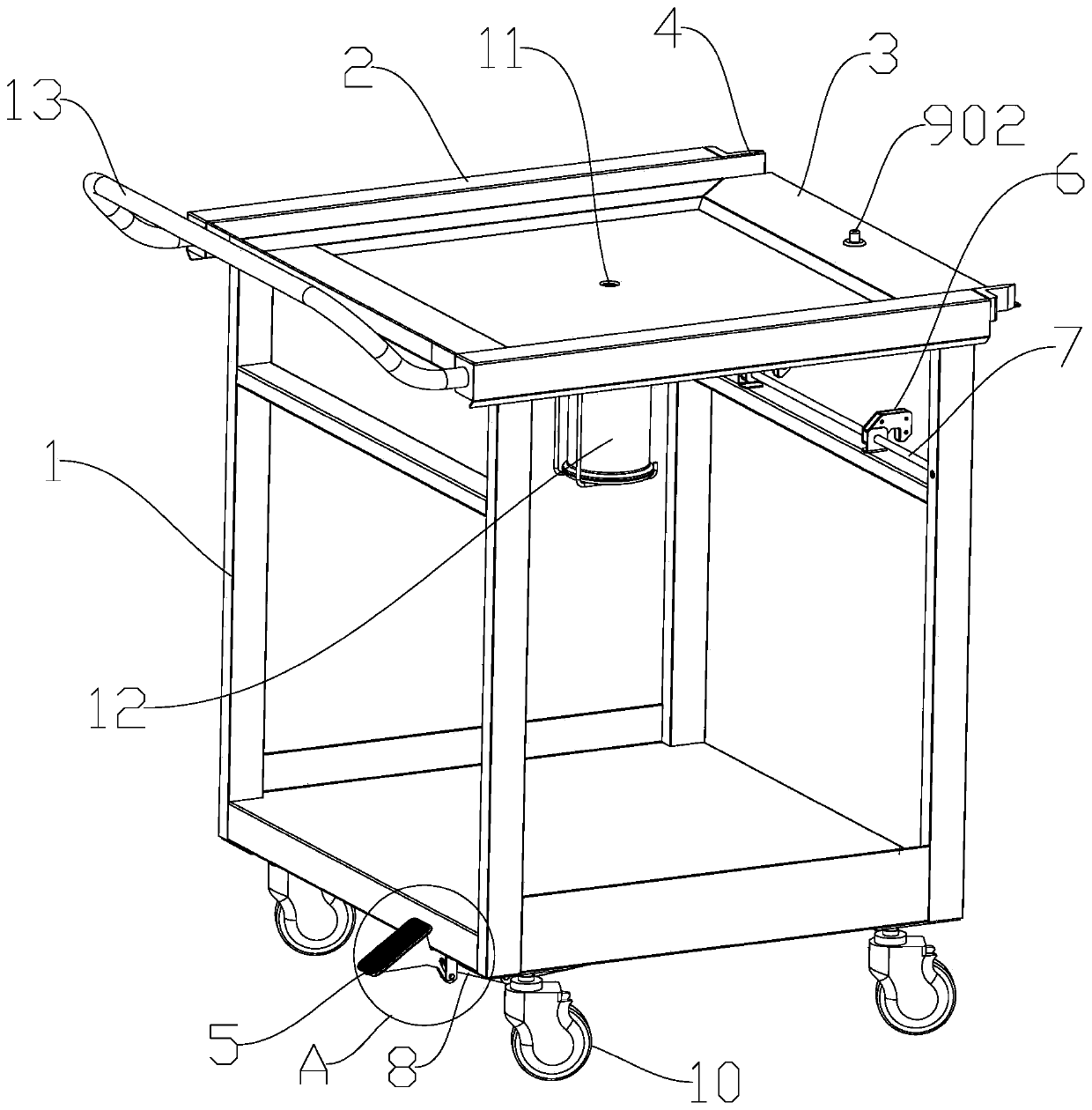 Foot-operated cart for carrying cleaning frame of medical cleaning machine