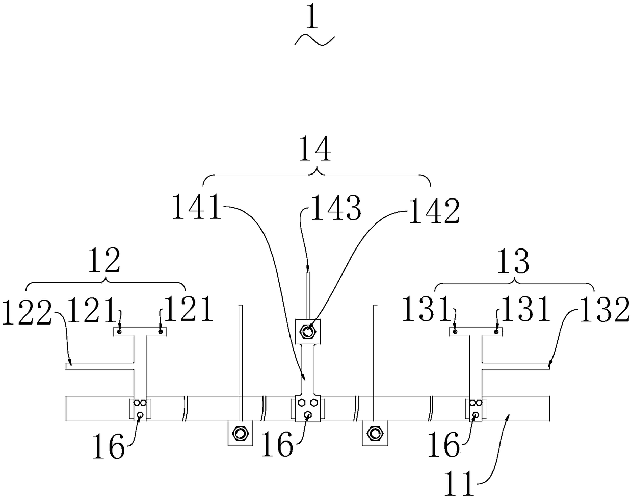 Gauge for measuring size of bogie side frame