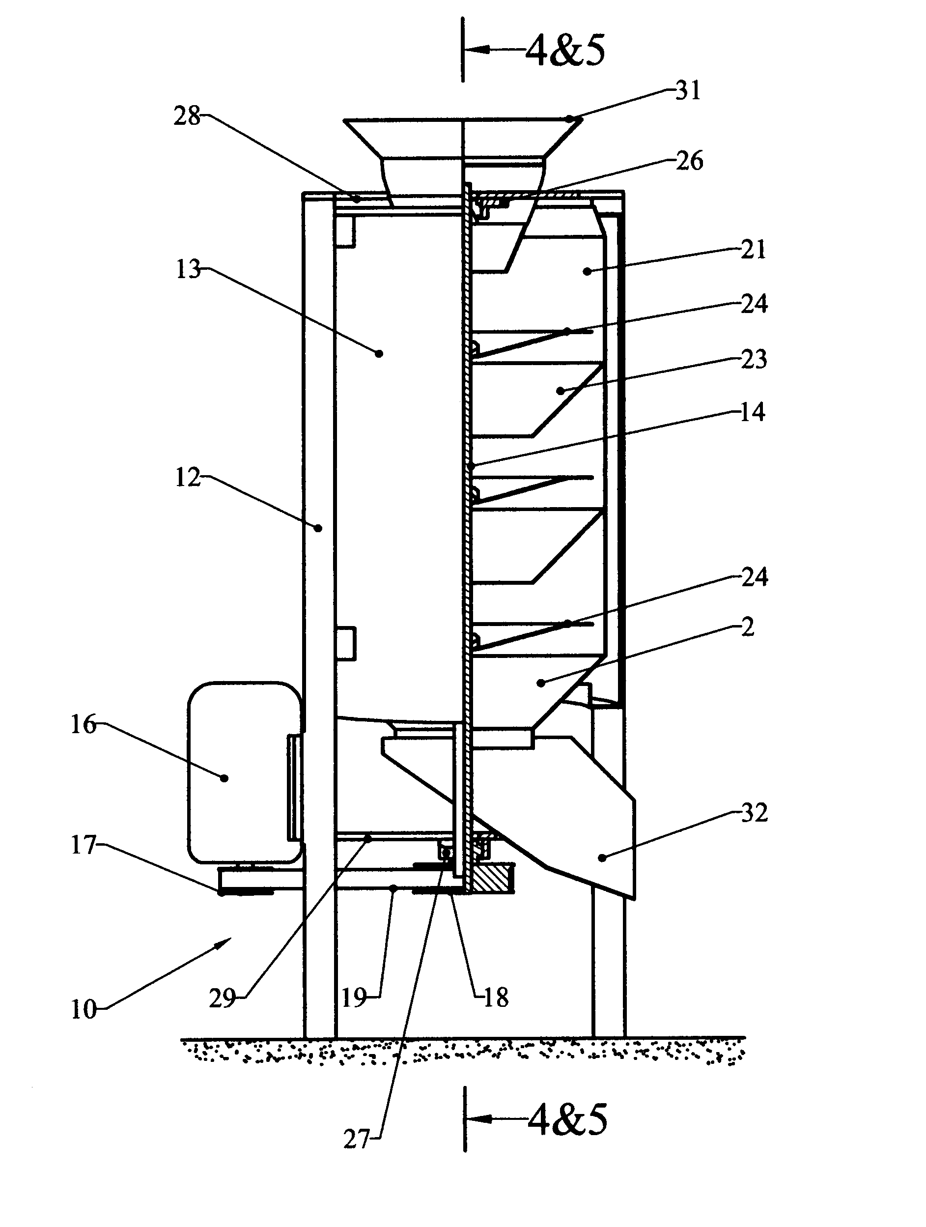 Method for separating cooking oils from snack food products through a quasi-continuous centrifuge action