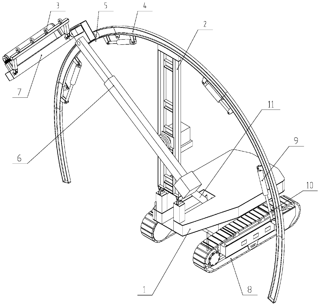 Foldable arch-frame type tunnel waterproof board installation vehicle