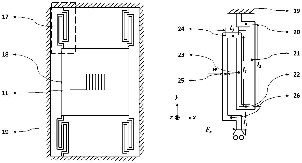 In-plane accelerometer and method based on rotary folding beam and nanometer optical resonant cavity