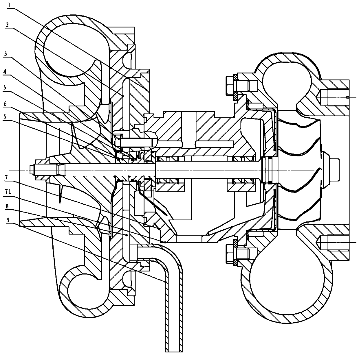 Independent measuring structure for air leakage of compressor end and turbine end of turbocharger