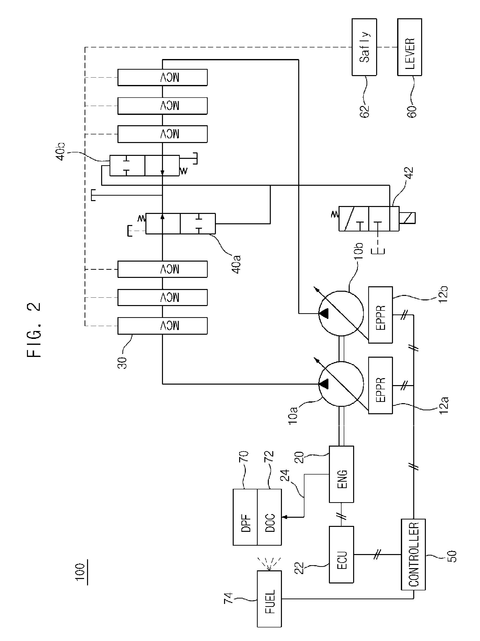 System and method for active regeneration of a DPF of a construction machine having an electro-hydraulic pump